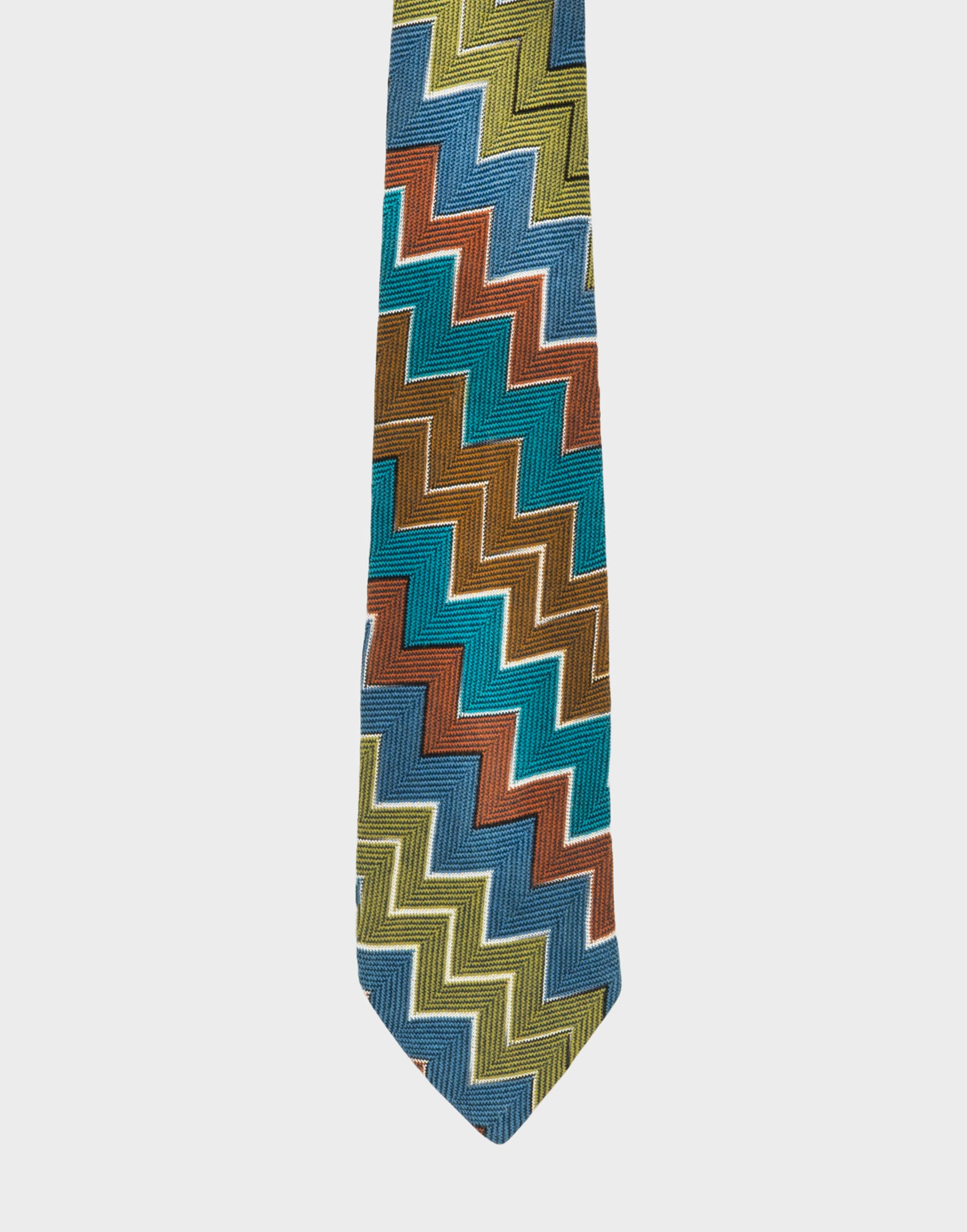 cravatta in seta missoni con fantasia a zig zag multicolore