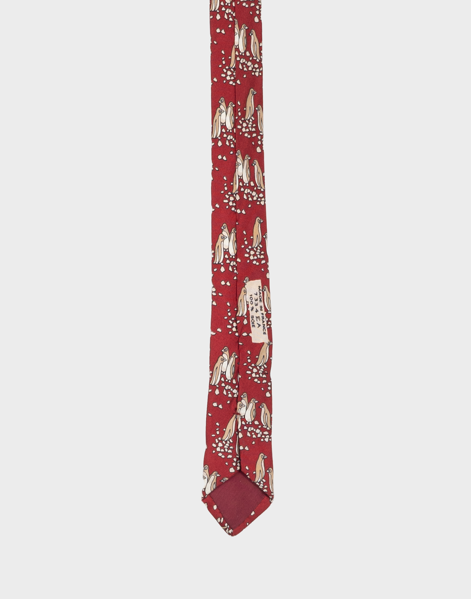 Hermes - Cravatta rossa vintage con pinguini - immagine 5