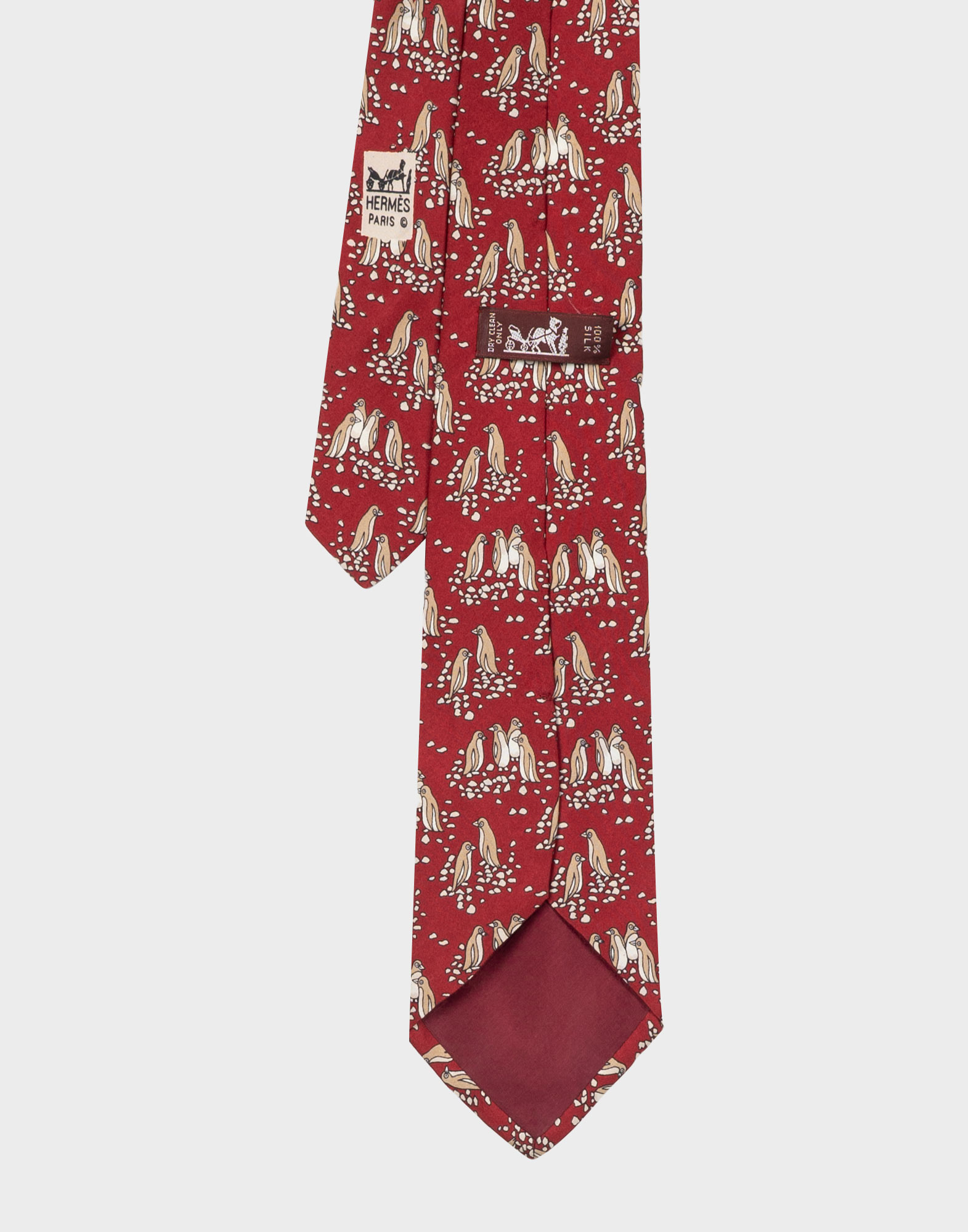 Hermes - Cravatta rossa vintage con pinguini - immagine 3