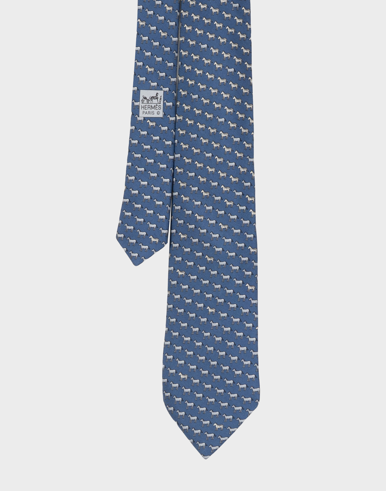 Hermes - Cravatta azzurra anni '80 con cavalli - immagine 2