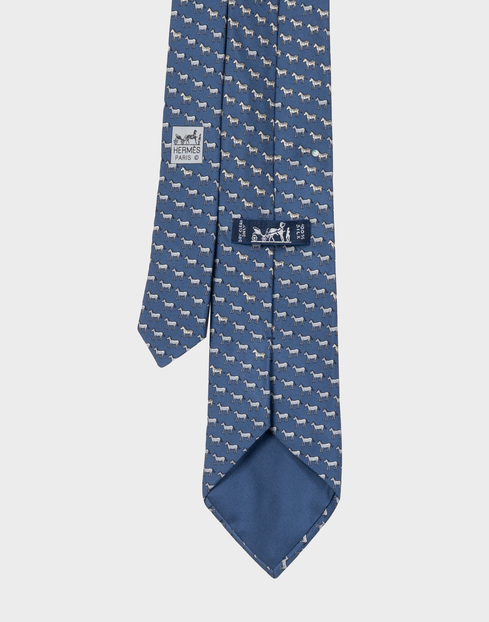 Hermes - Cravatta azzurra anni '80 con cavalli - immagine 3