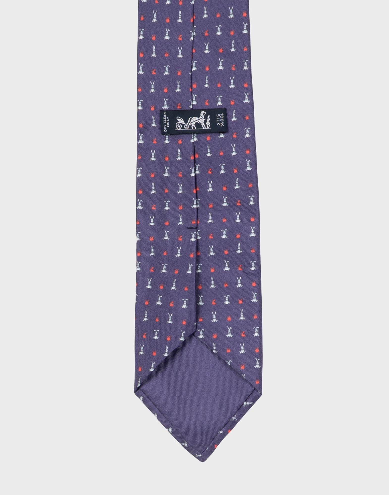 Hermes - Cravatta viola anni '80 con conigli - immagine 3