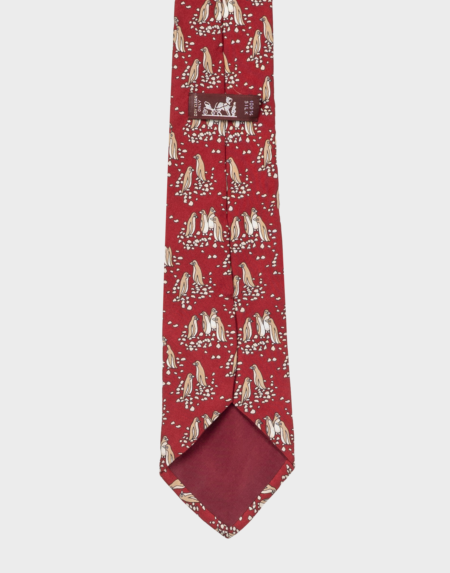 Hermes - Cravatta rossa vintage con pinguini - immagine 4