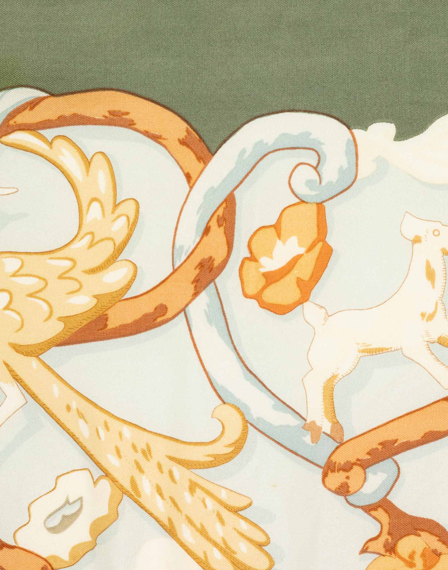 Hermes - Foulard 'Baroque' verde anni '90 - immagine 5