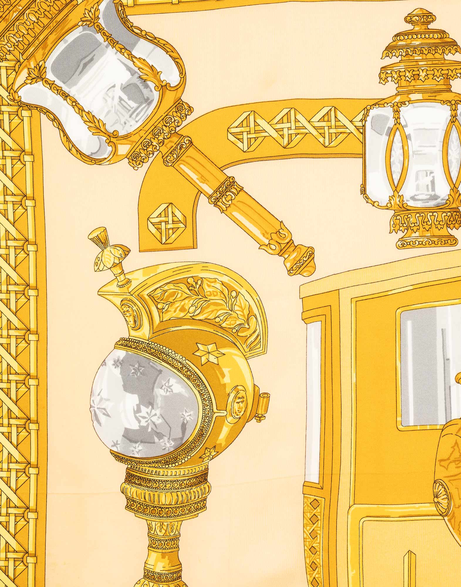 Hermes - Foulard giallo 'Feux De Route' anni '80 - immagine 7