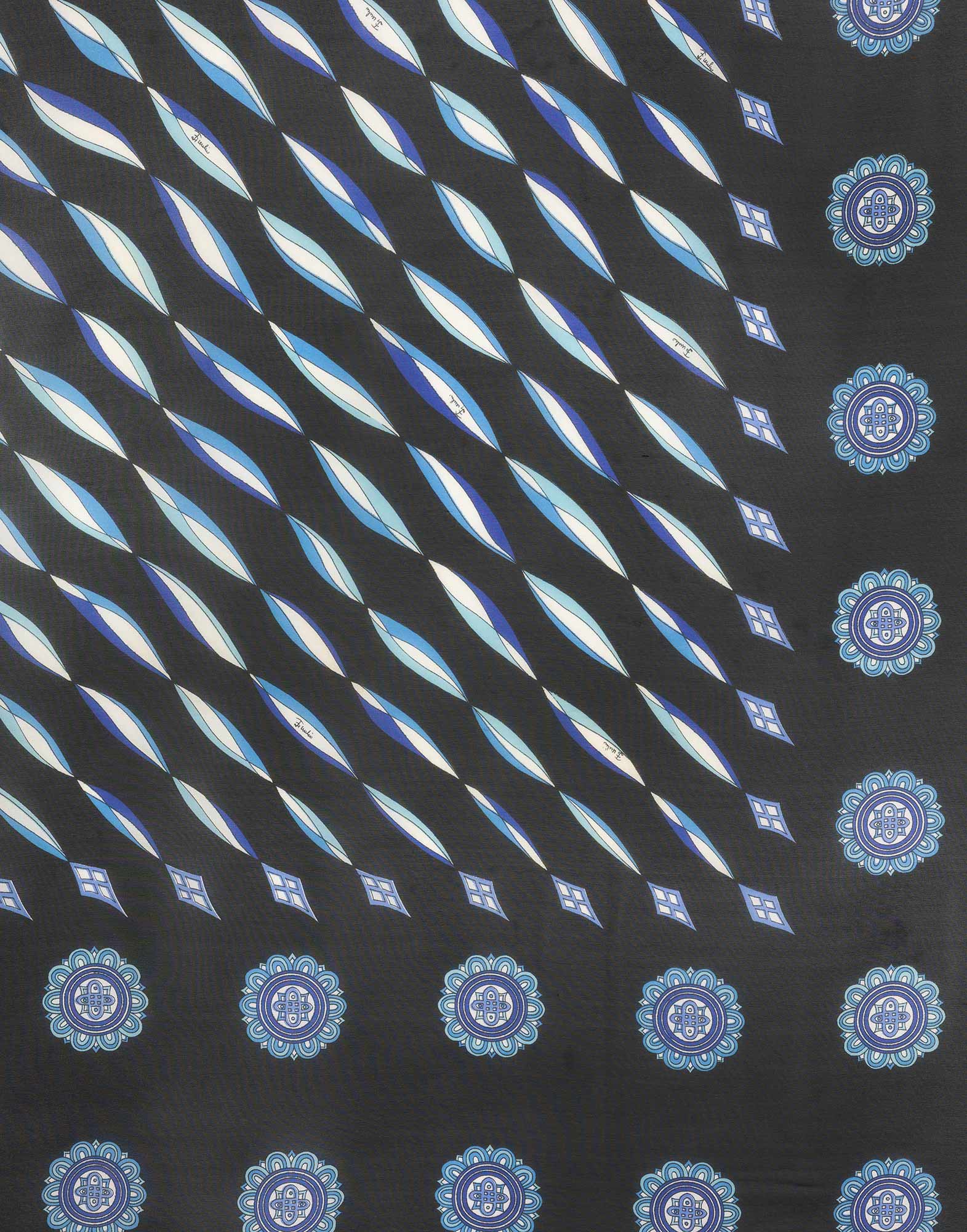 Emilio Pucci - Foulard nero e azzurro anni '70 - immagine 4