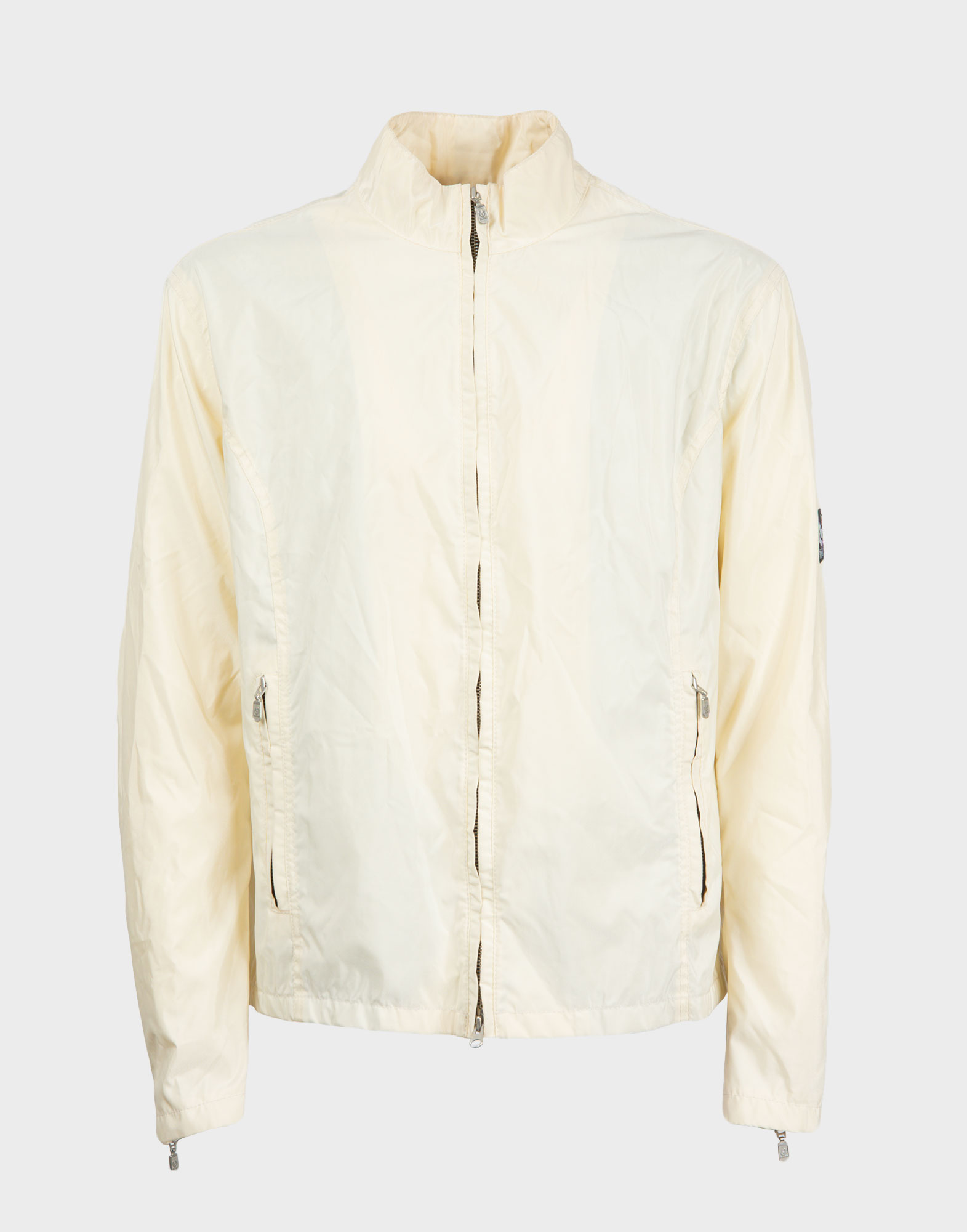 giubbotto belstaff beige in nylon con cerniera sul davanti e due tasche laterali