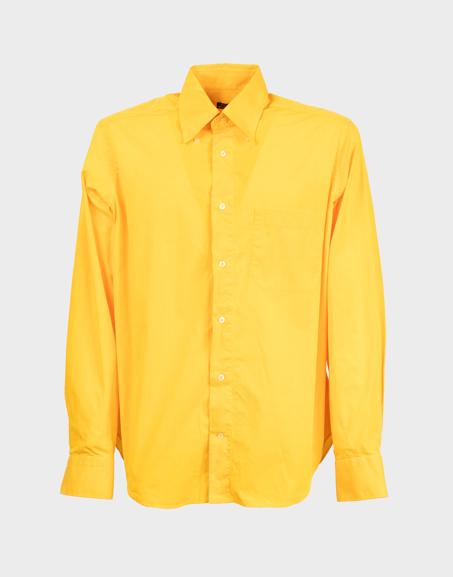 camicia gialla in cotone da uomo a maniche lunghe, chiusura anteriore con bottoni