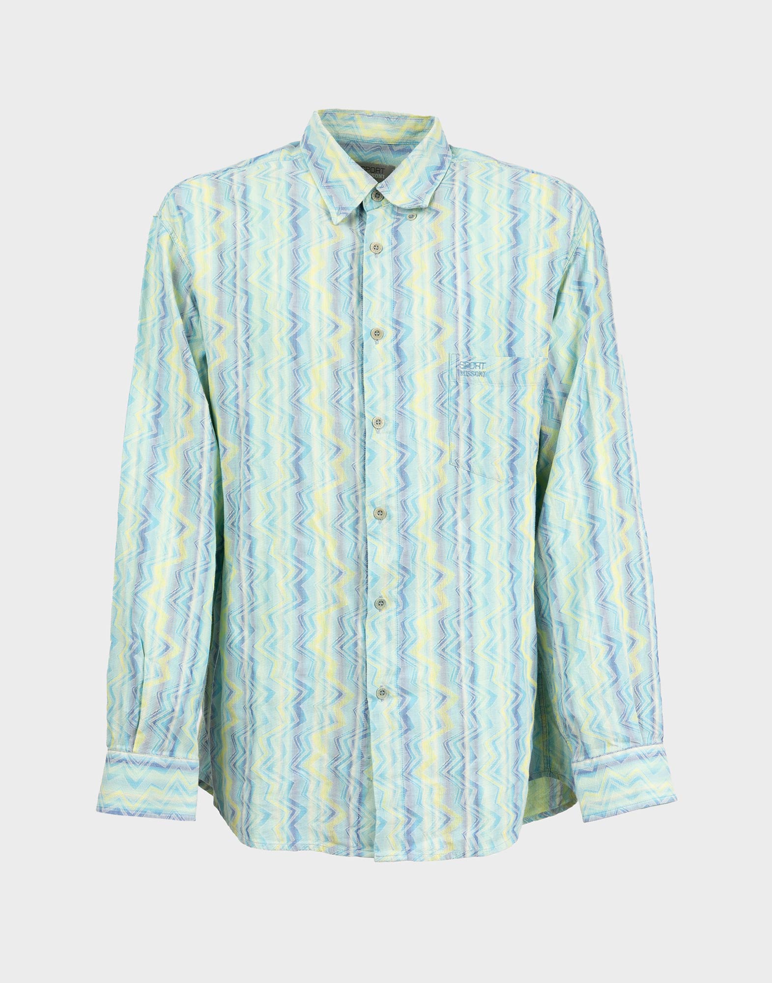 Men's multicolor long sleeve zig zag pattern shirt