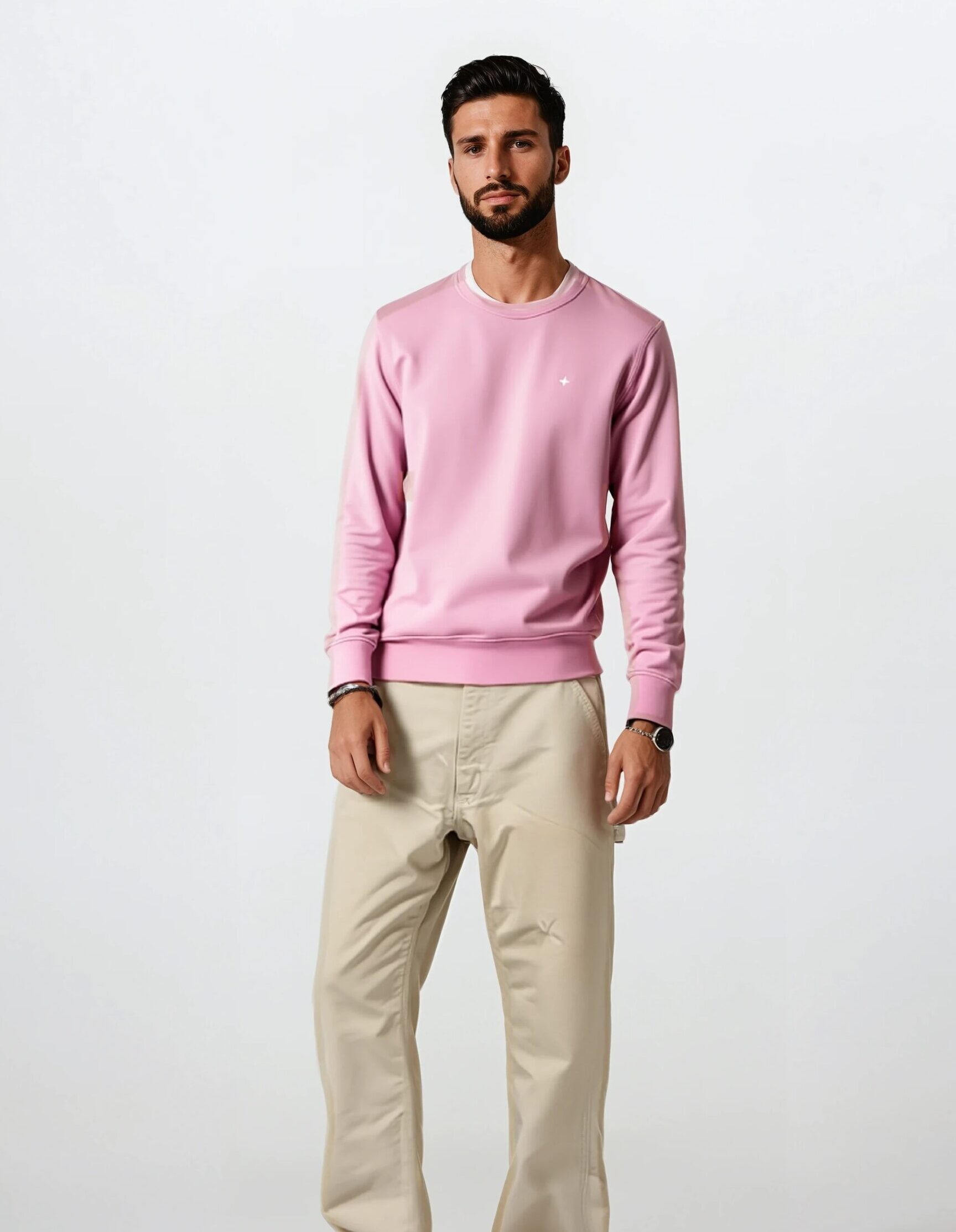 Stone Island - Felpa rosa in cotone da uomo - immagine 5