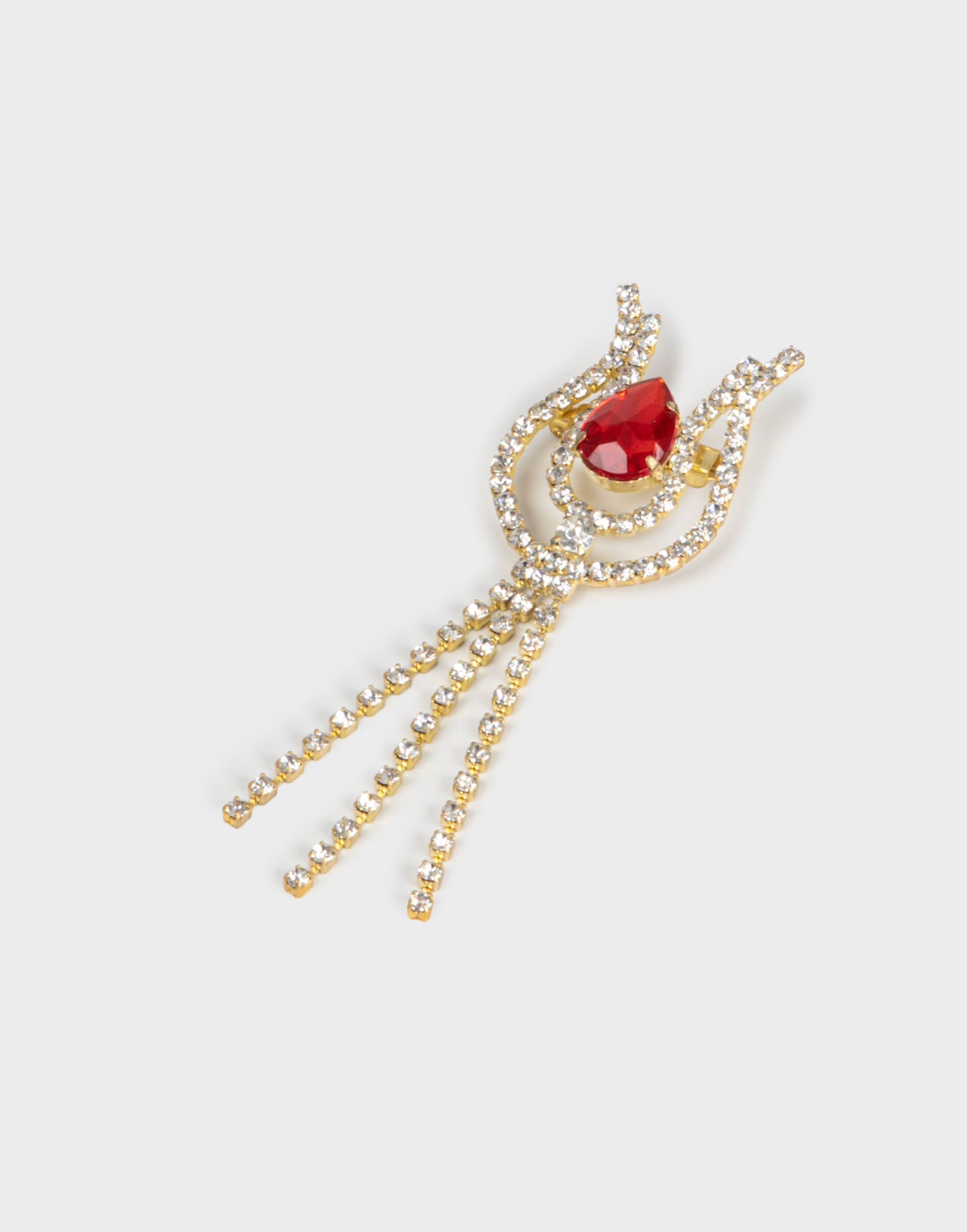 Vintage - Spilla con strass e pietra rossa - immagine 2