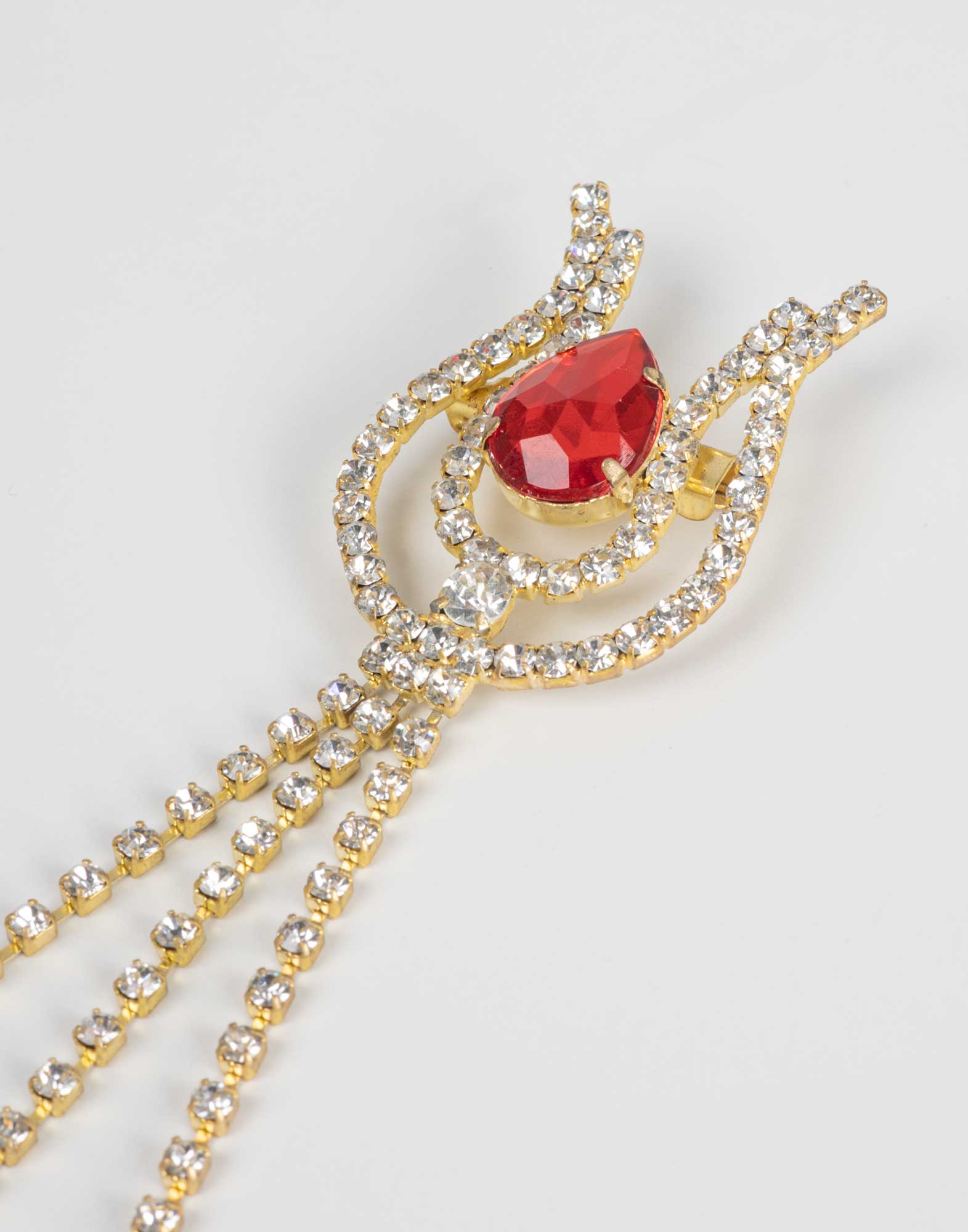 Vintage - Spilla con strass e pietra rossa - immagine 3
