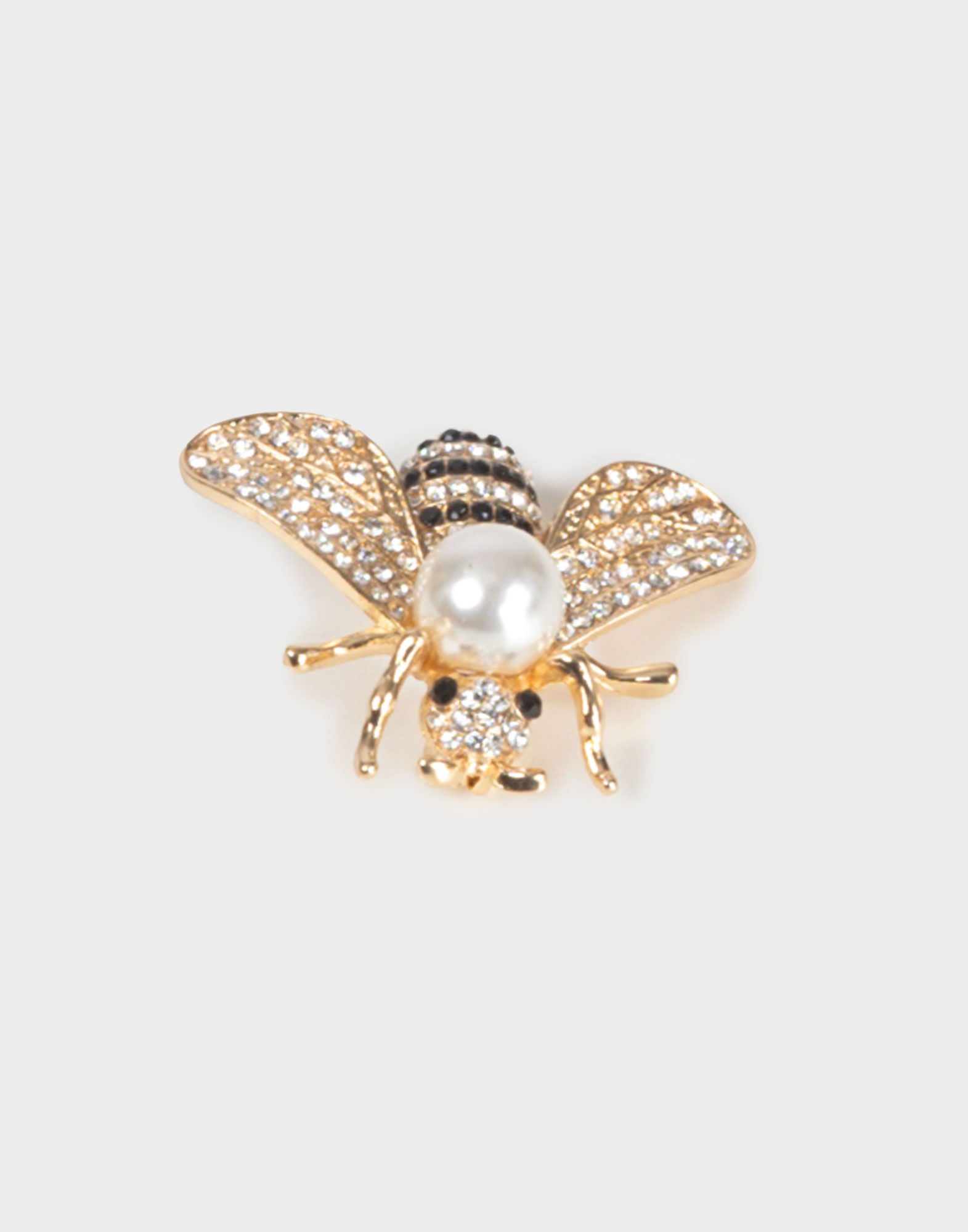 spilla vintage dorata a forma di ape con strass e perla