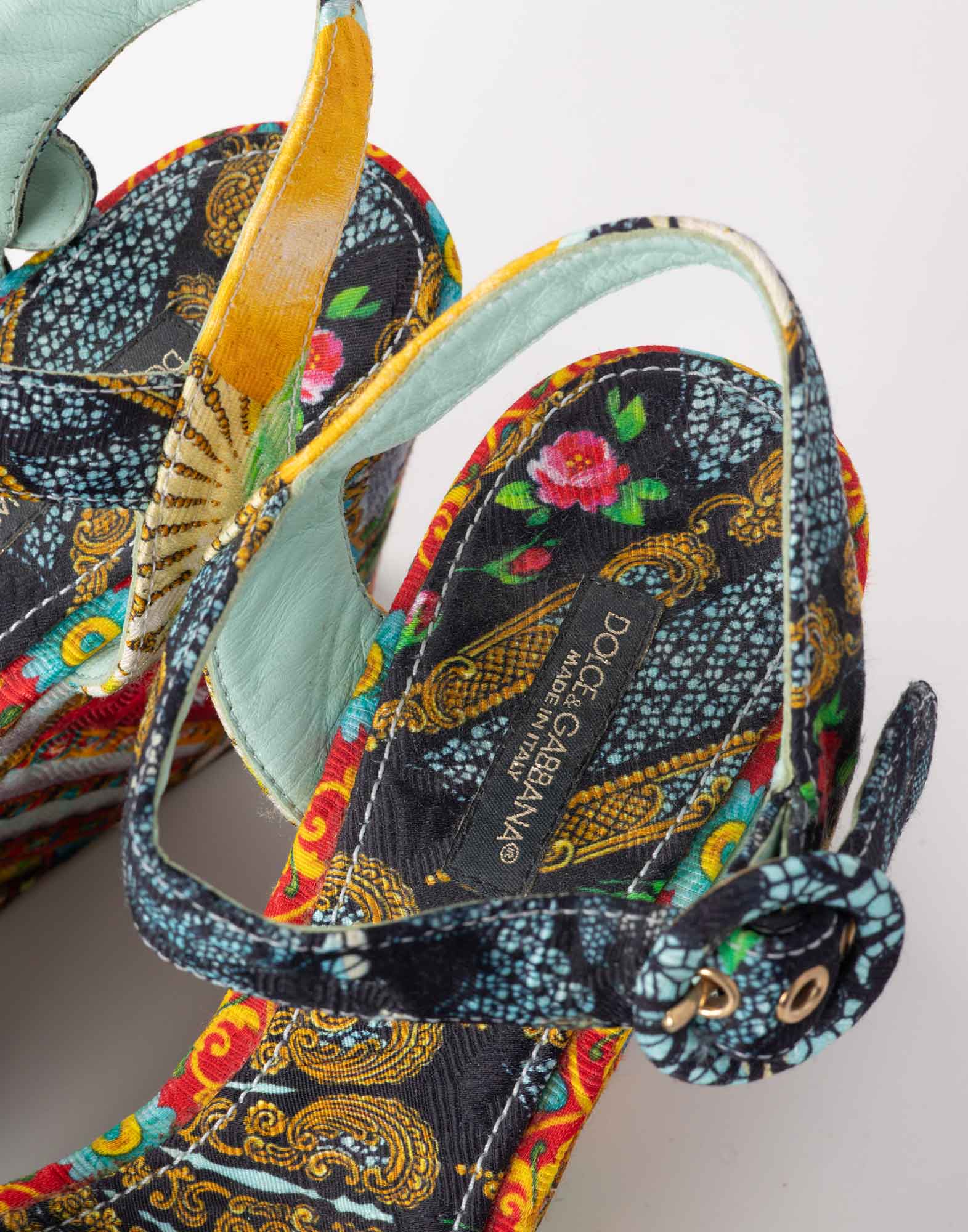 Dolce e Gabbana - Satin Sandals with Patterns - Image 5
