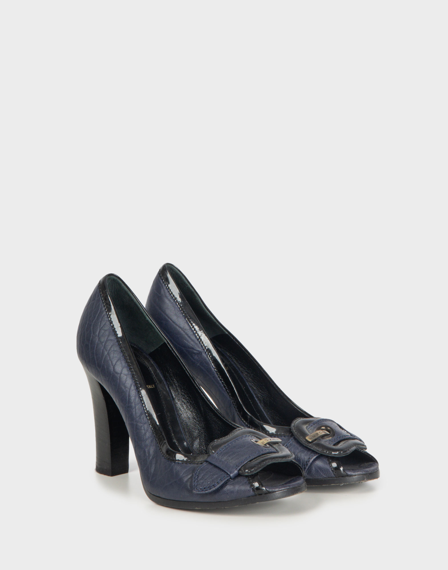 Fendi - Decollete peep-toe blu in pelle - immagine 2