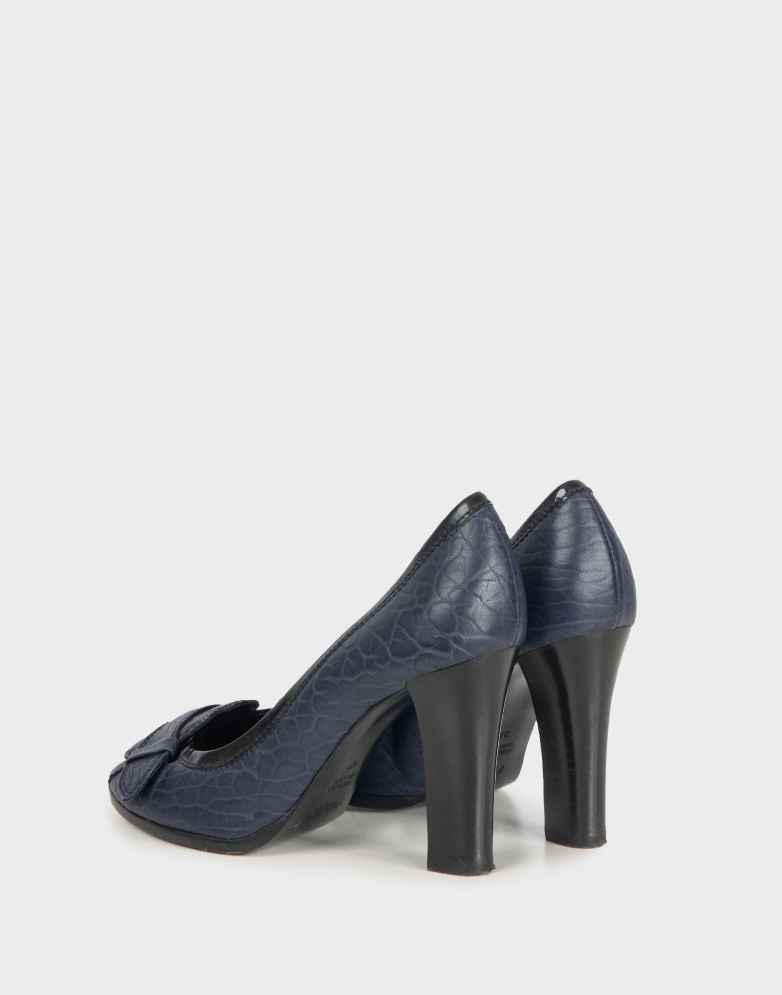 Fendi - Decollete peep-toe blu in pelle - immagine 3