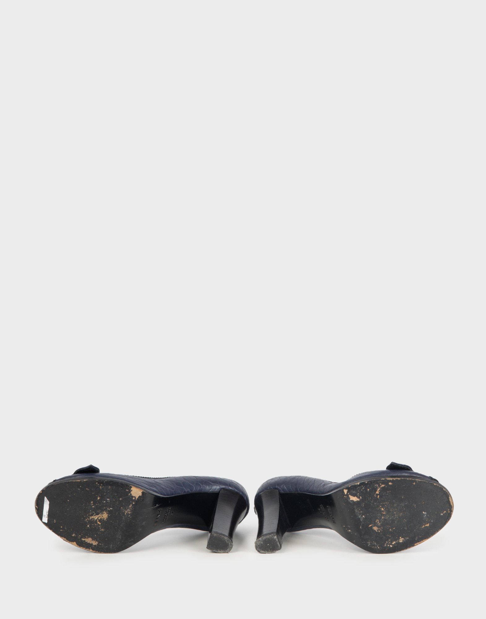 Fendi - Decollete peep-toe blu in pelle - immagine 4