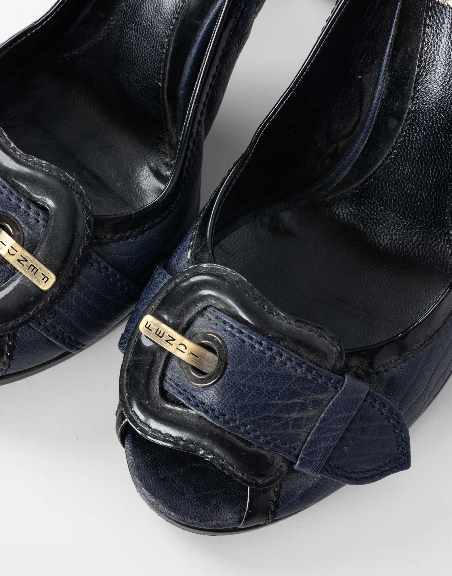 Fendi - Decollete peep-toe blu in pelle - immagine 6