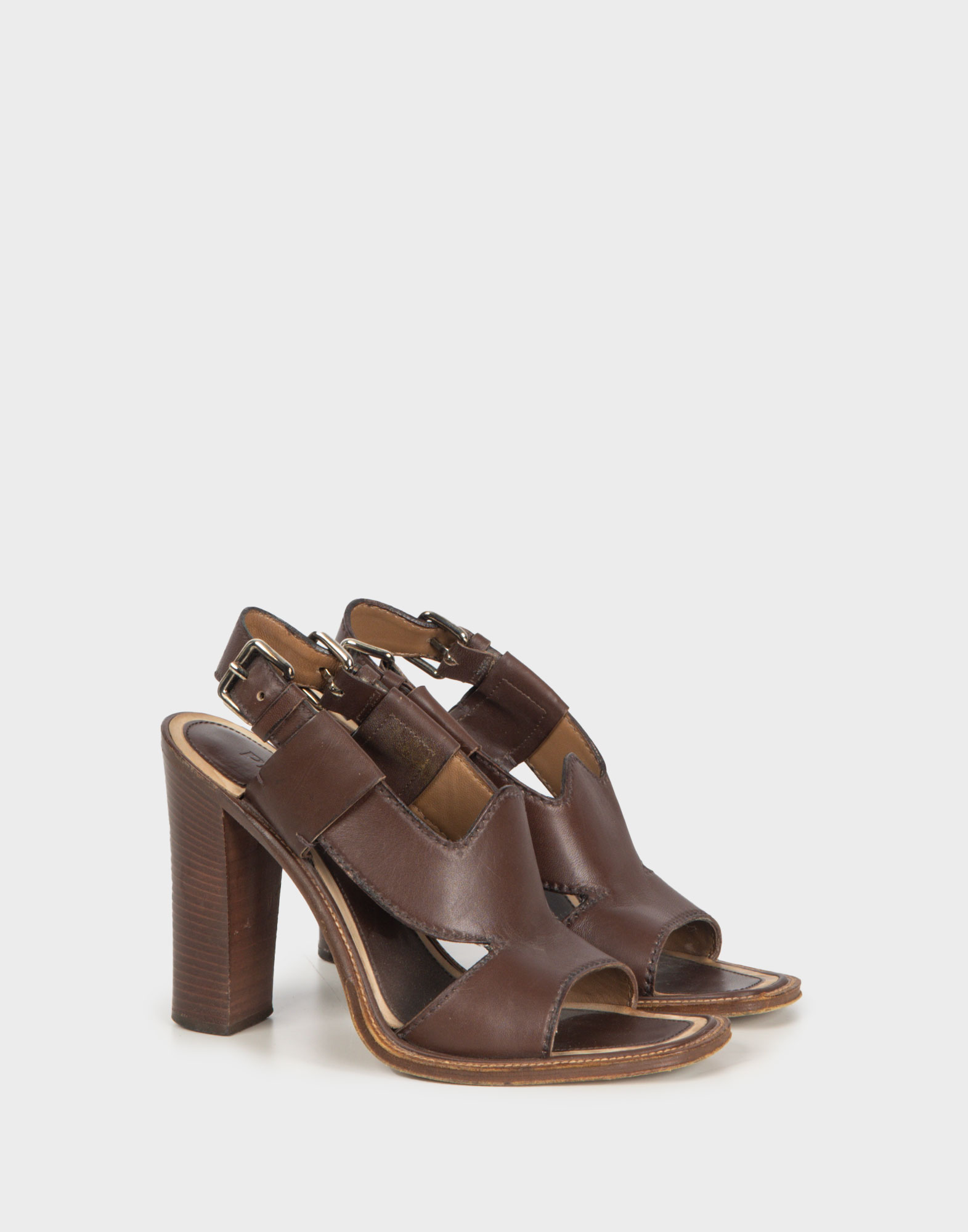 Prada - Sandali marroni in pelle - immagine 2