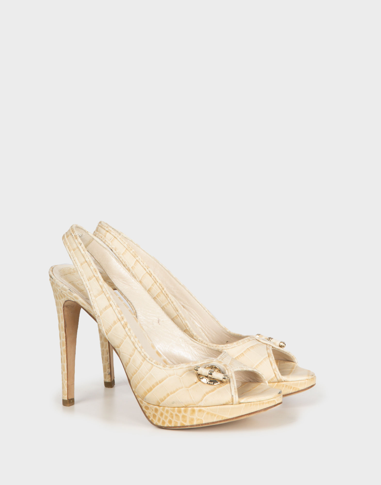 Christian Dior - Decollete beige in pelle con plateau - immagine 2