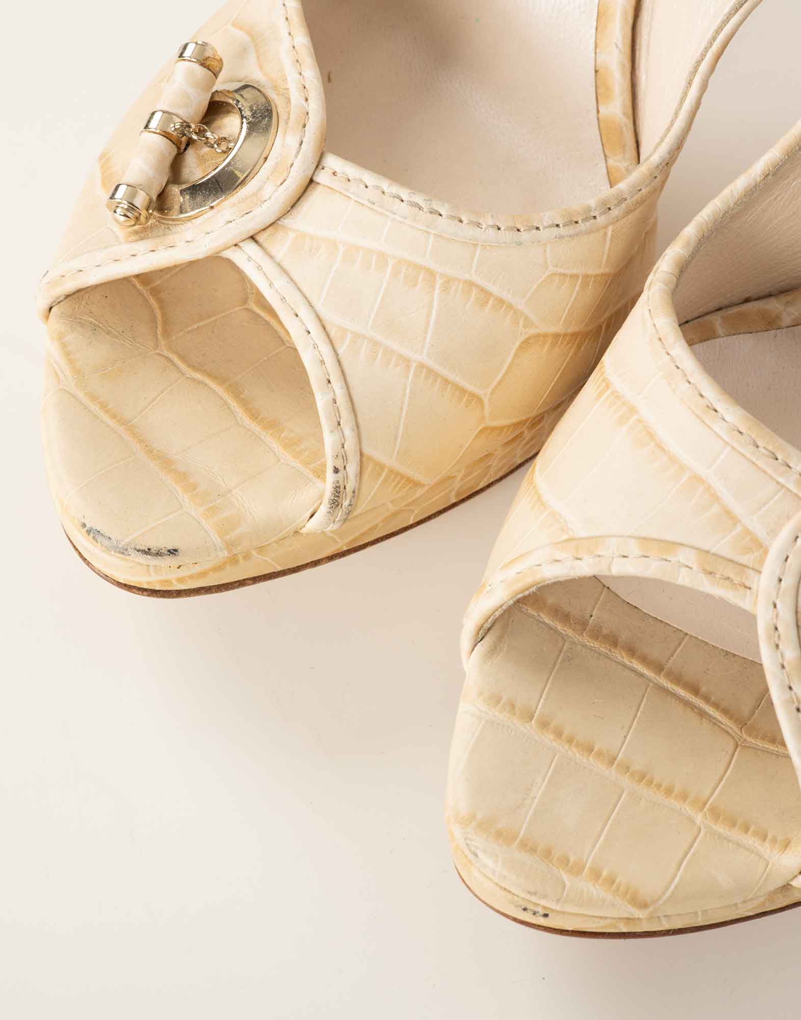 Christian Dior - Decollete beige in pelle con plateau - immagine 7