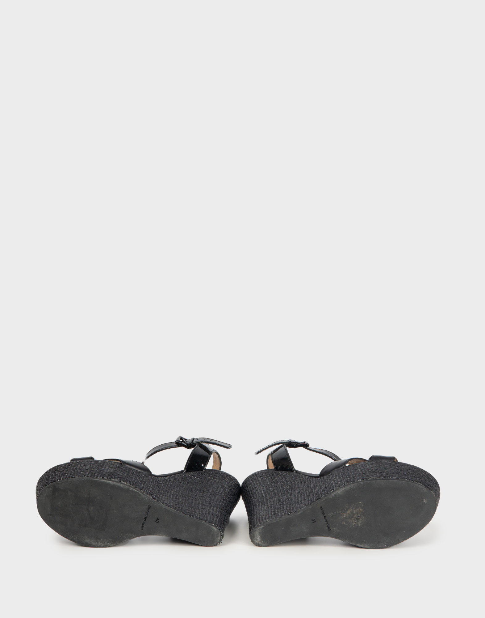 Emporio Armani - Black leather wedge sandals from the 2000s - Image 4