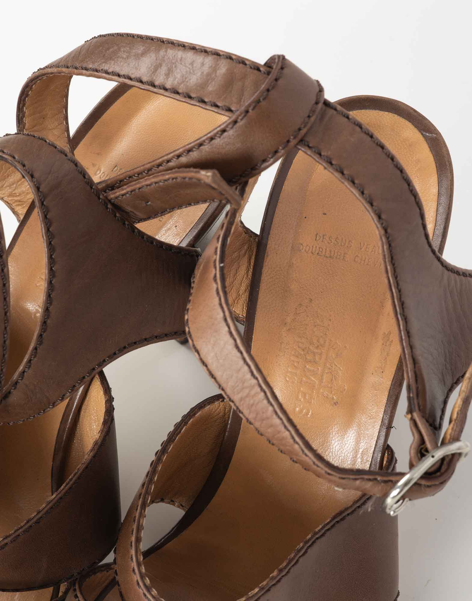 Hermes - Sandali marroni in pelle anni 90 - immagine 5