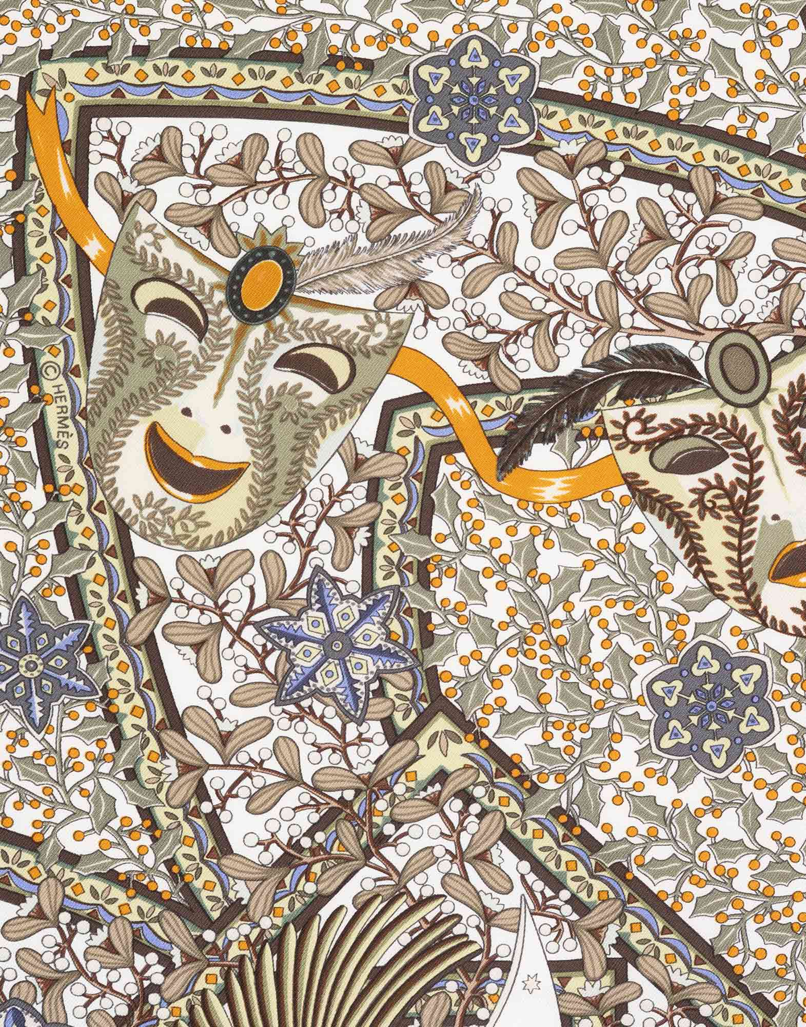Hermes - 1990s beige ‘Axis Mundi’ scarf - Image 4