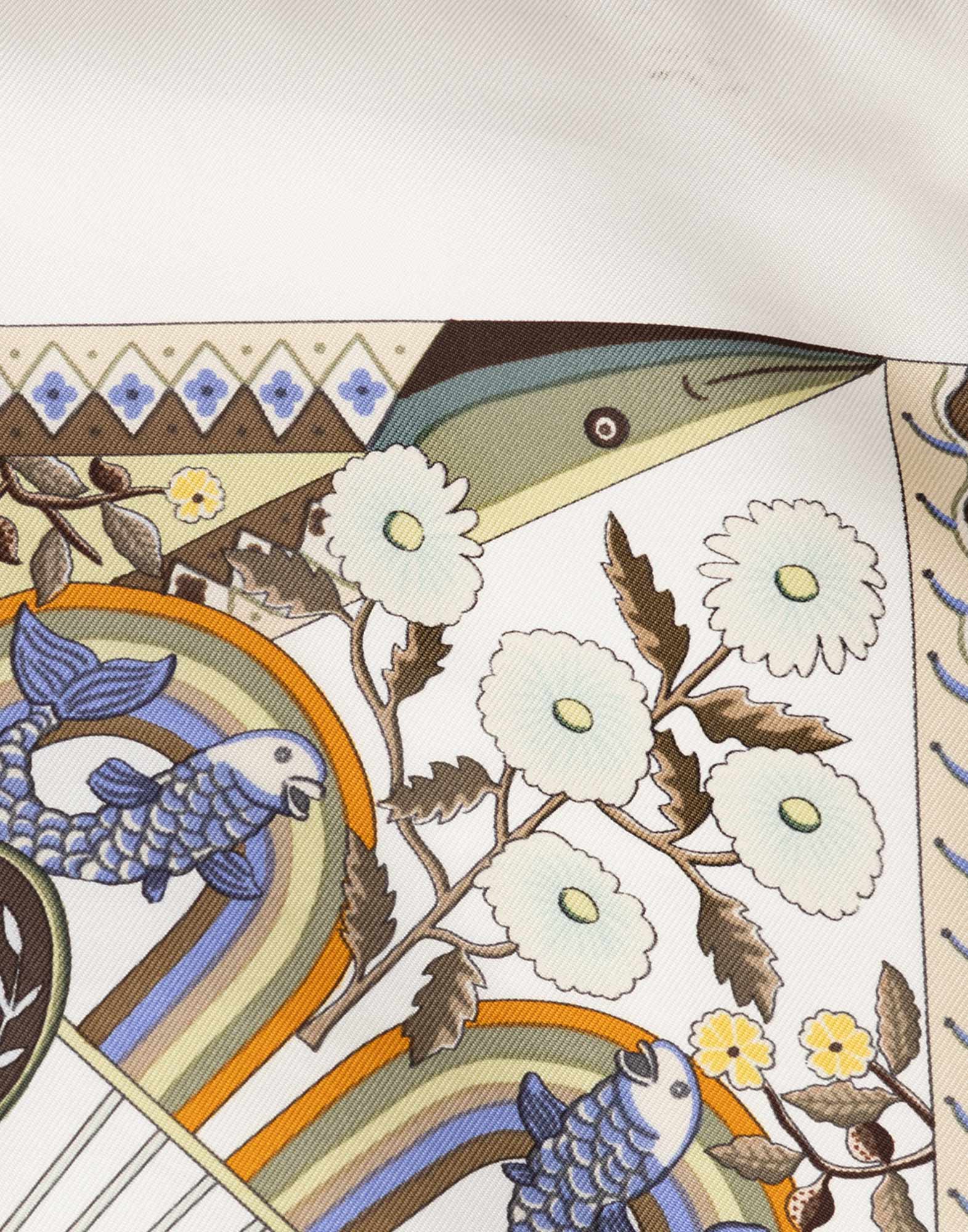Hermes - 1990s beige ‘Axis Mundi’ scarf - Image 5