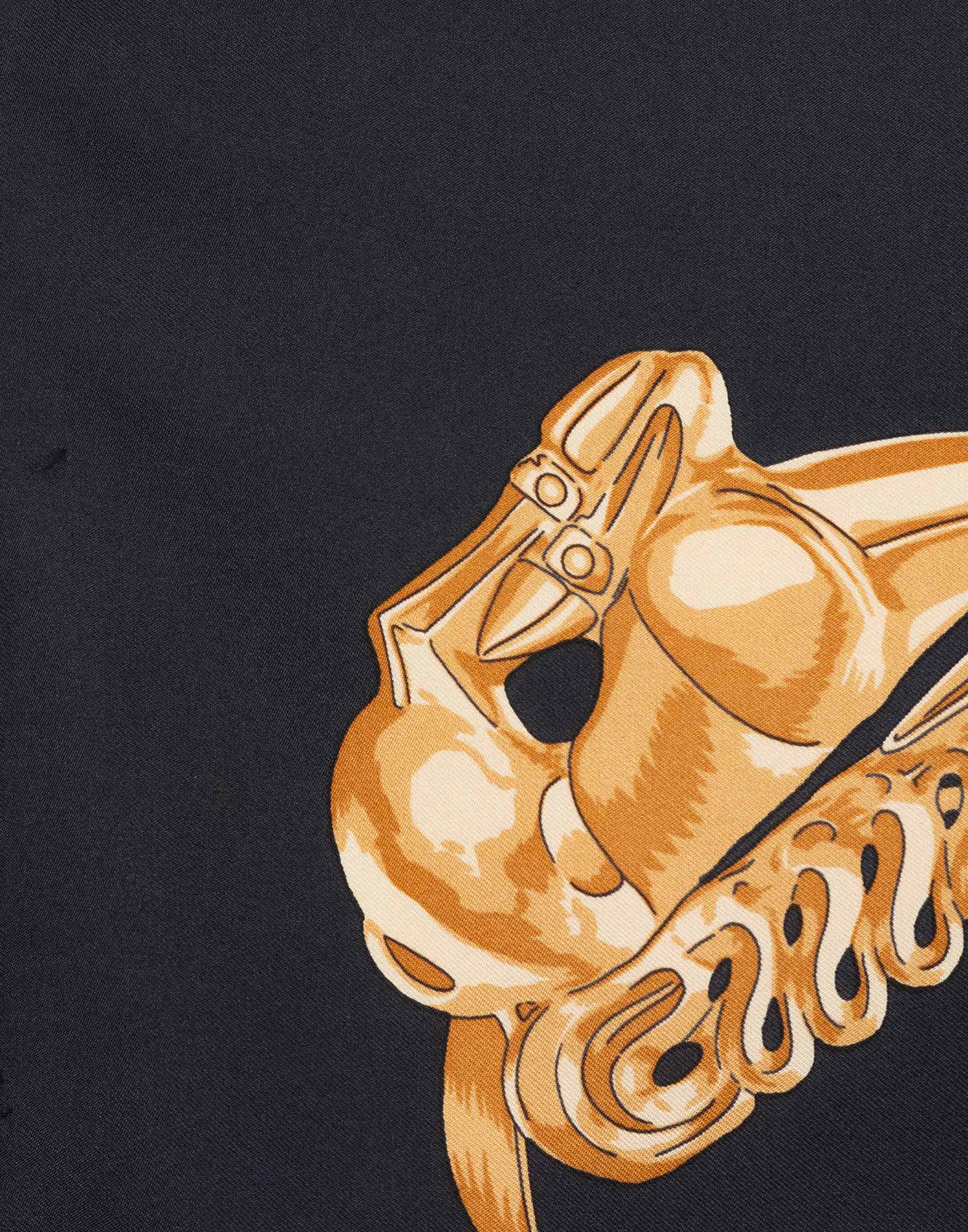 Hermes - 90s black Scarf ‘Les Cavaliers d'or’ - Image 4