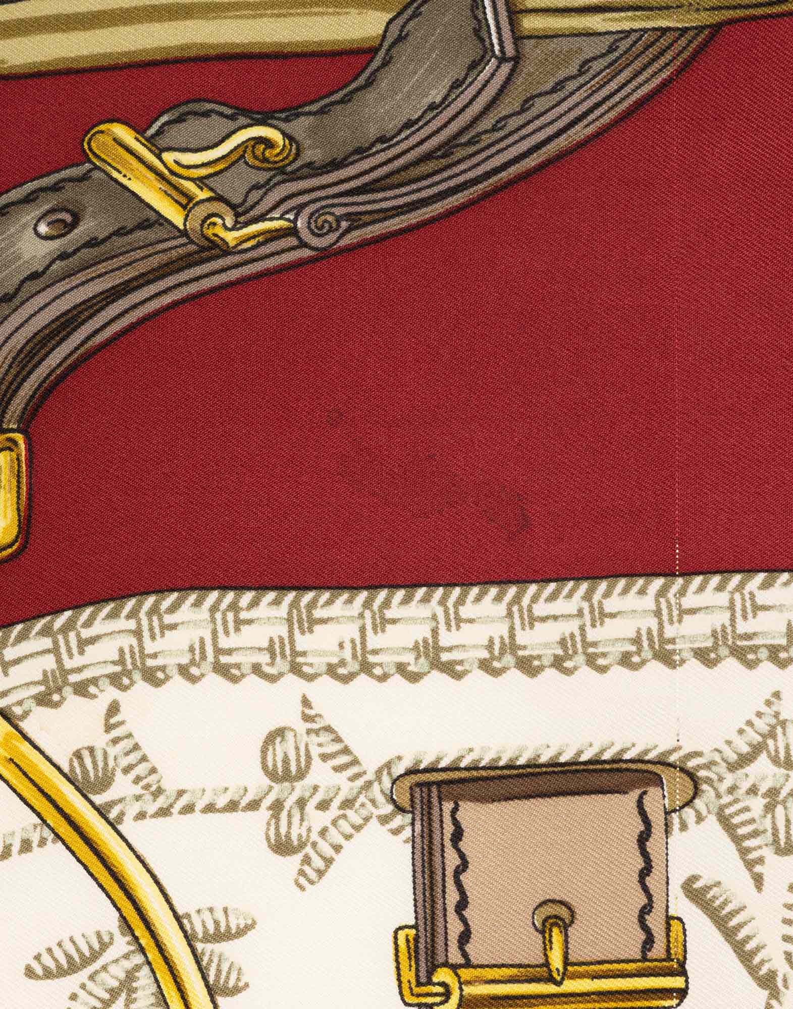 Hermes - 90s bordeaux 'Etriers' silk scarf - Image 4