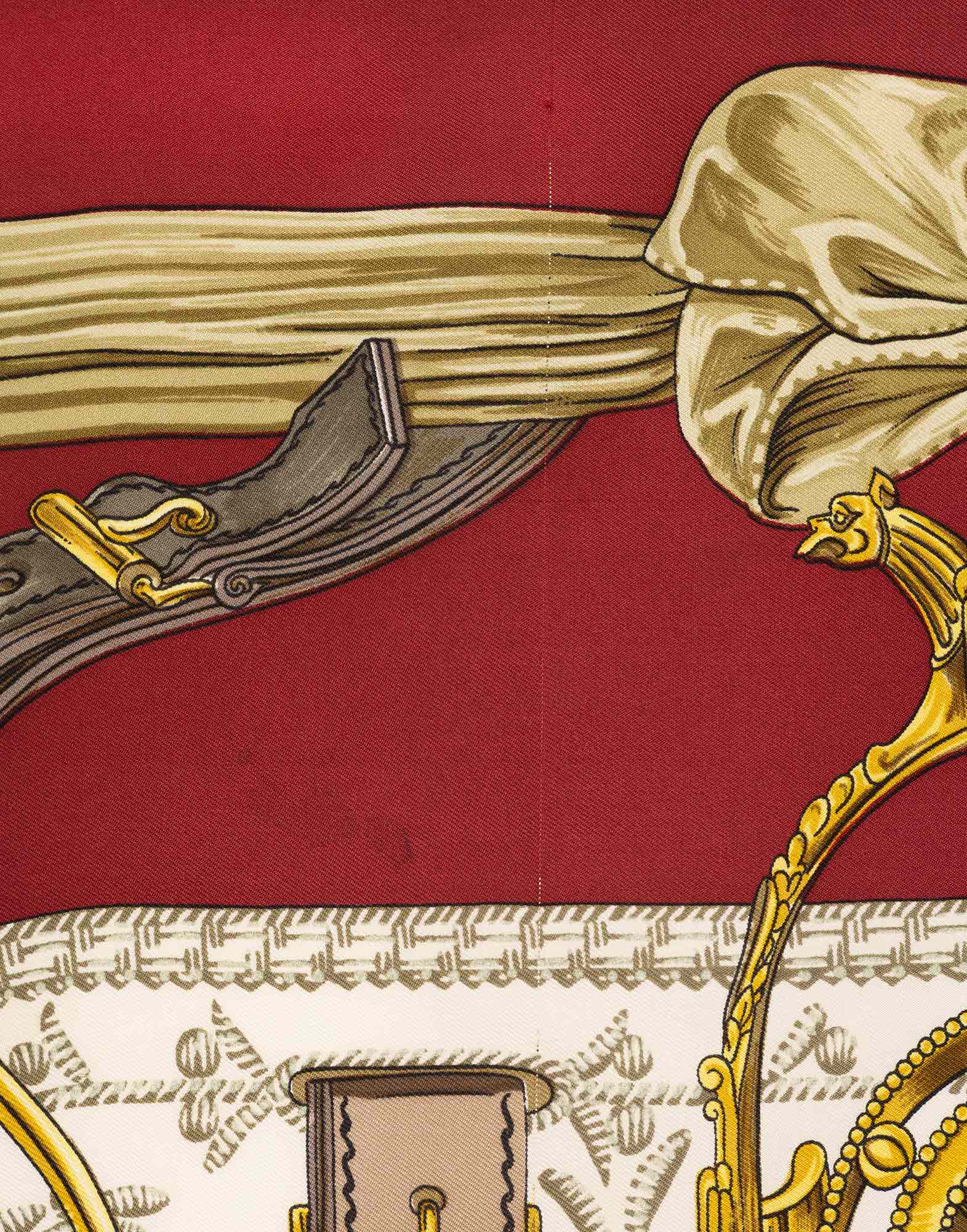 Hermes - 90s bordeaux 'Etriers' silk scarf - Image 5