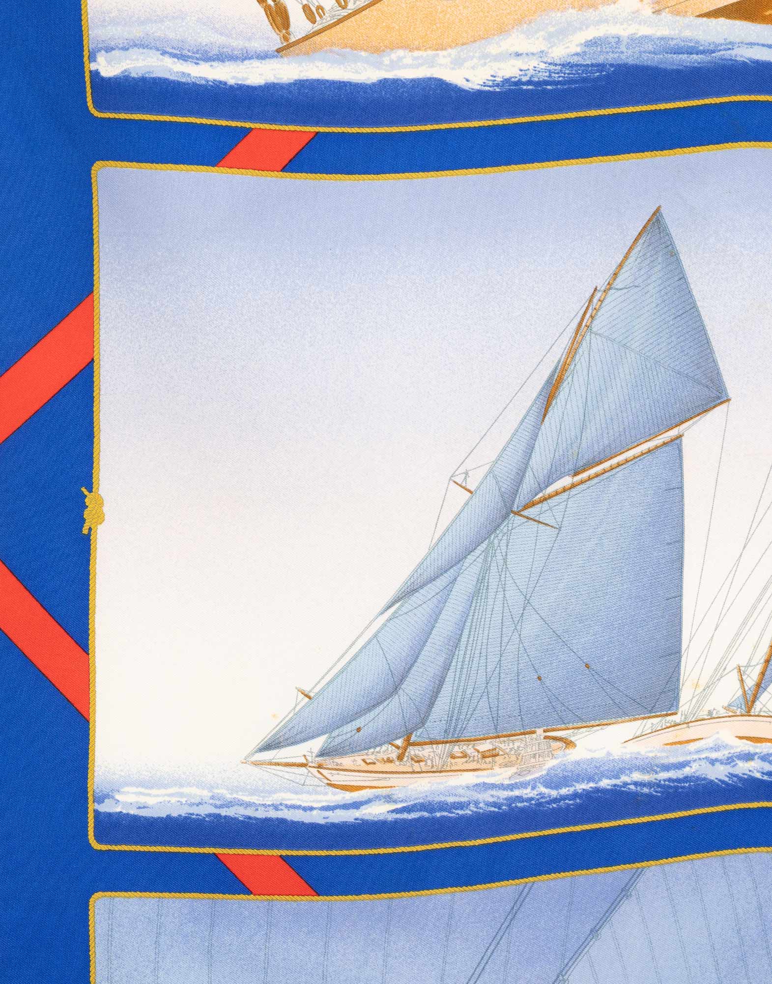 Hermes - 90s ‘Rafales’ blue scarf - Image 4