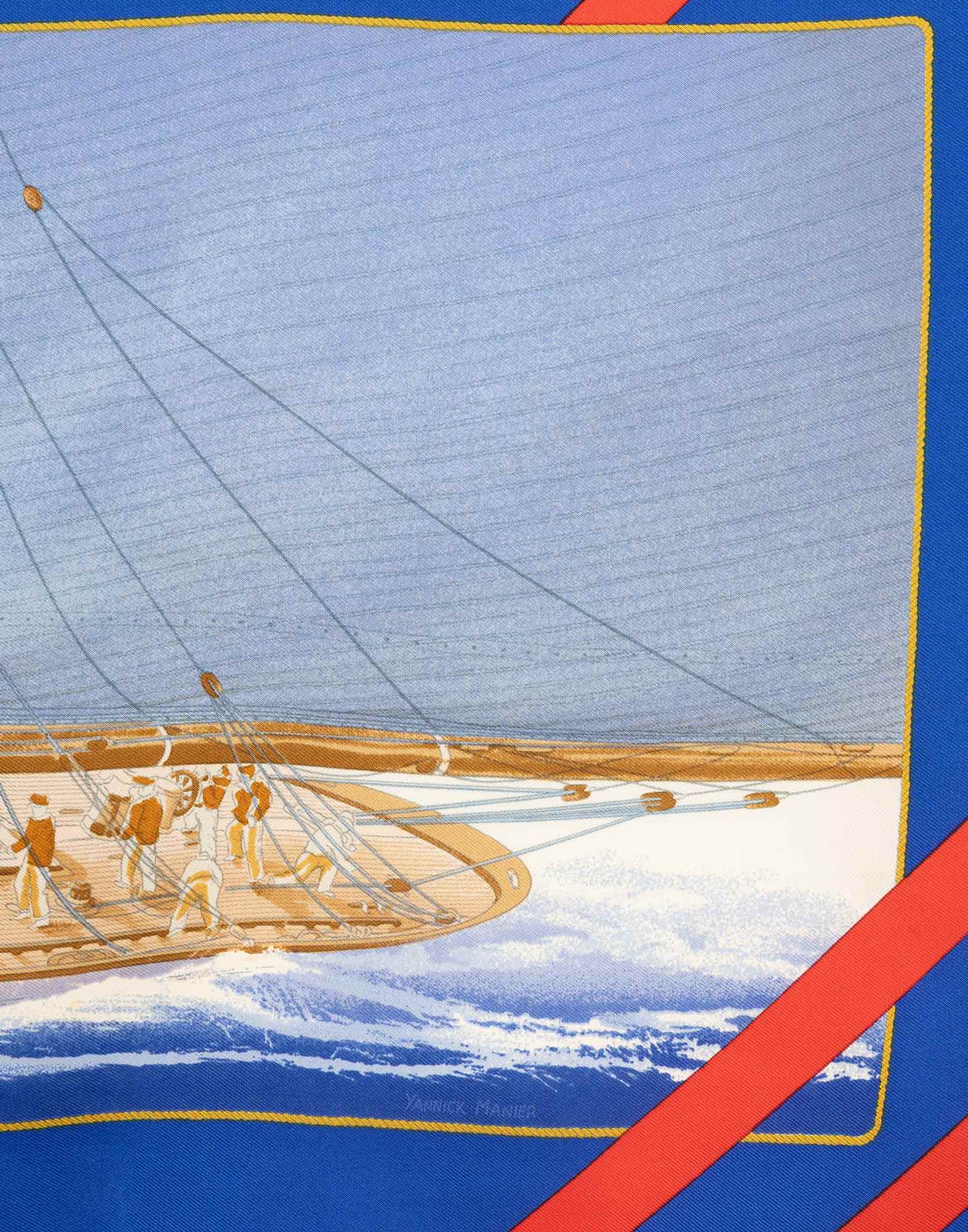 Hermes - 90s ‘Rafales’ blue scarf - Image 3