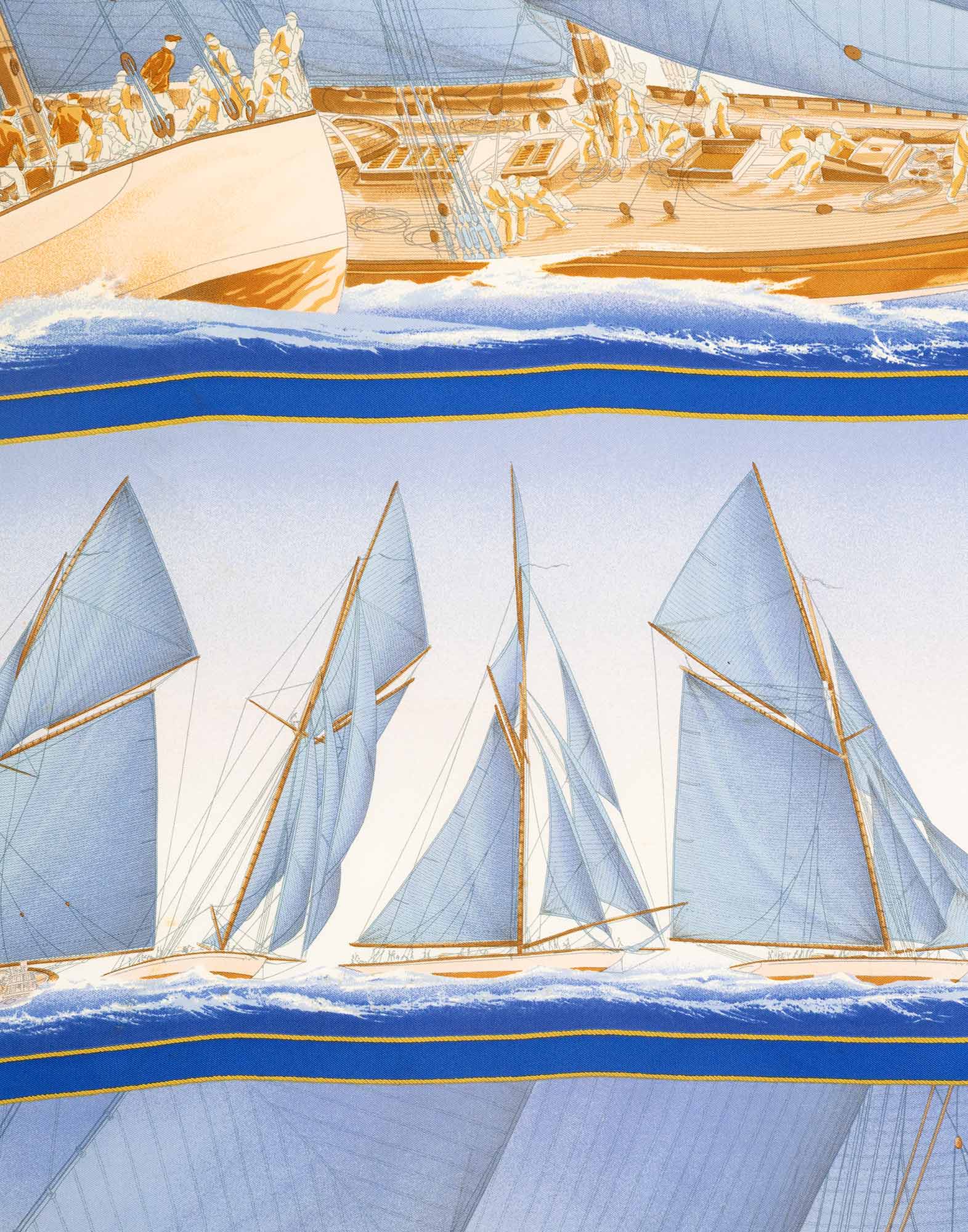 Hermes - 90s ‘Rafales’ blue scarf - Image 2