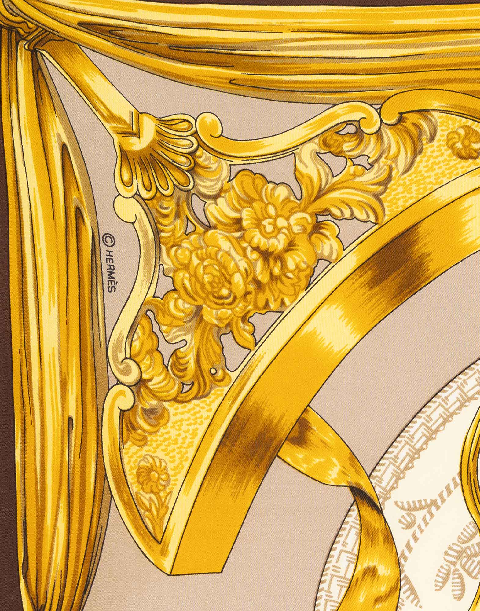 Hermes - 1990s ‘Etriers’ brown scarf - Image 3