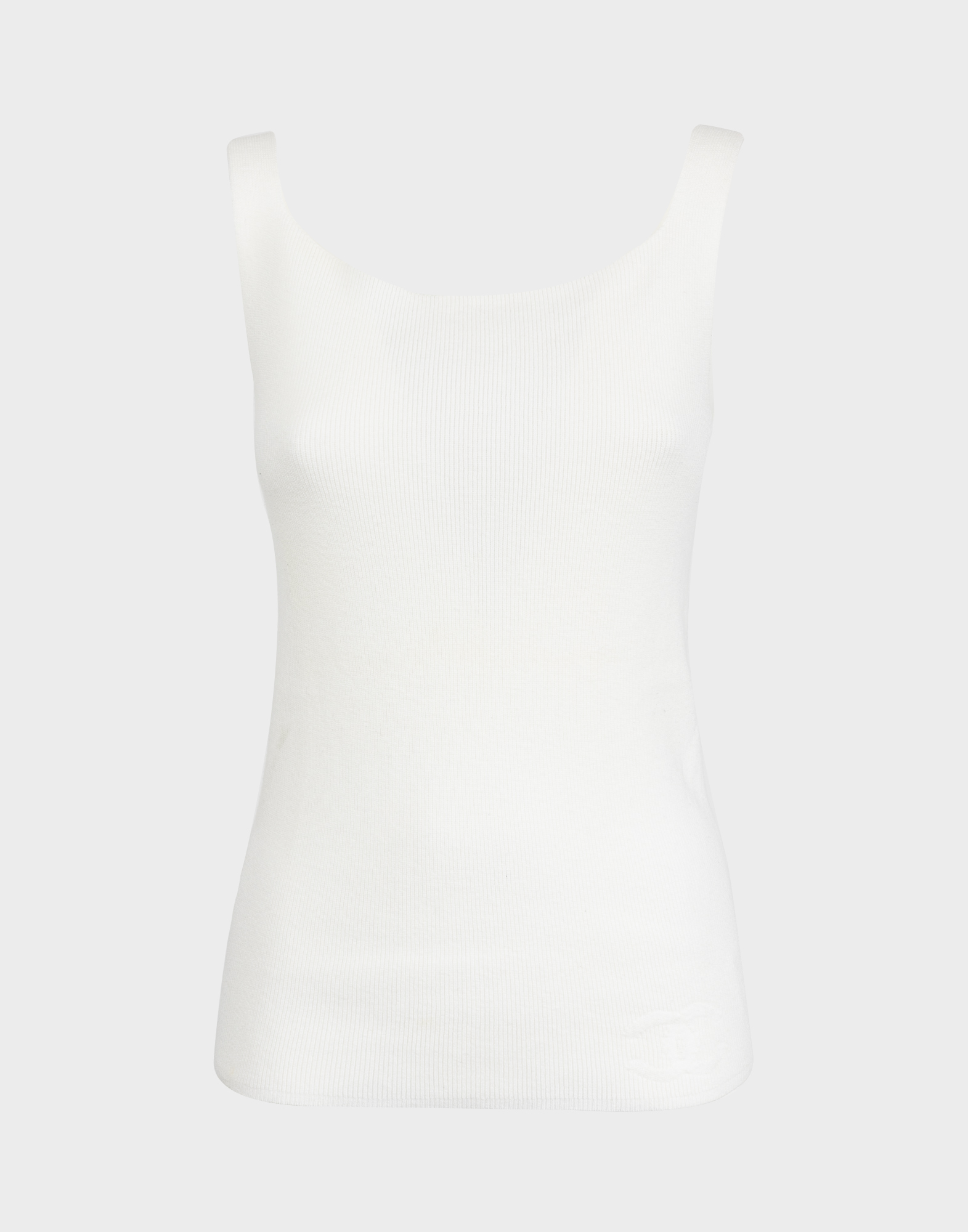 white chanel 2000s top with deep round neckline