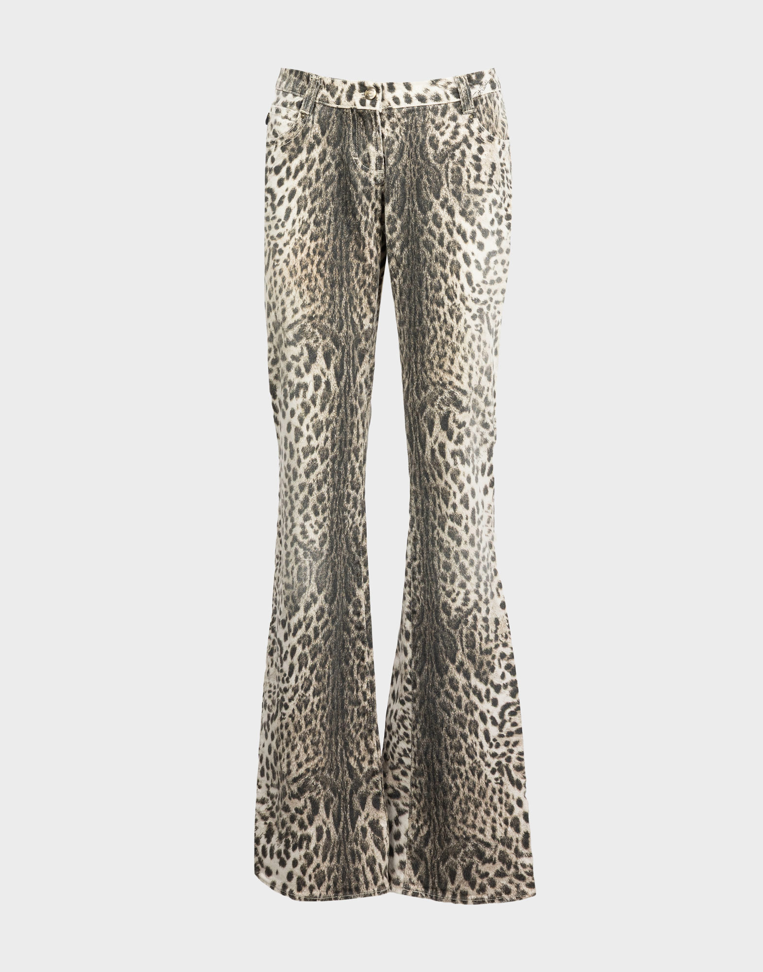 just cavalli low-waisted flare trousers with animal pattern