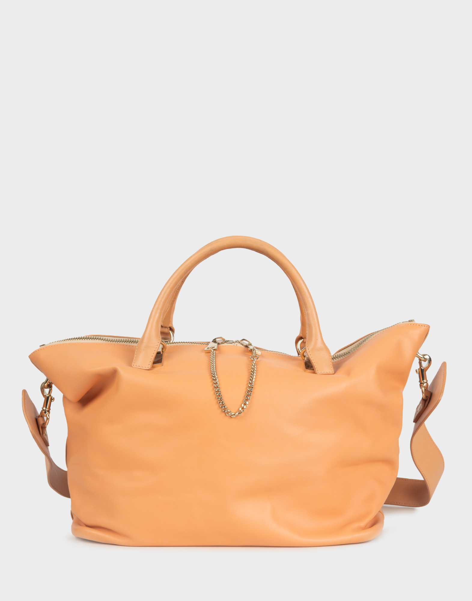 borsa chloe da giorno rosa pesca con doppio manico e tracolla rimovibile