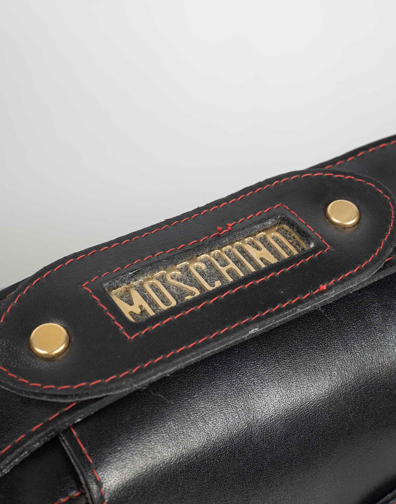 Moschino - Cartella in pelle rossa e nera '80 - immagine 7