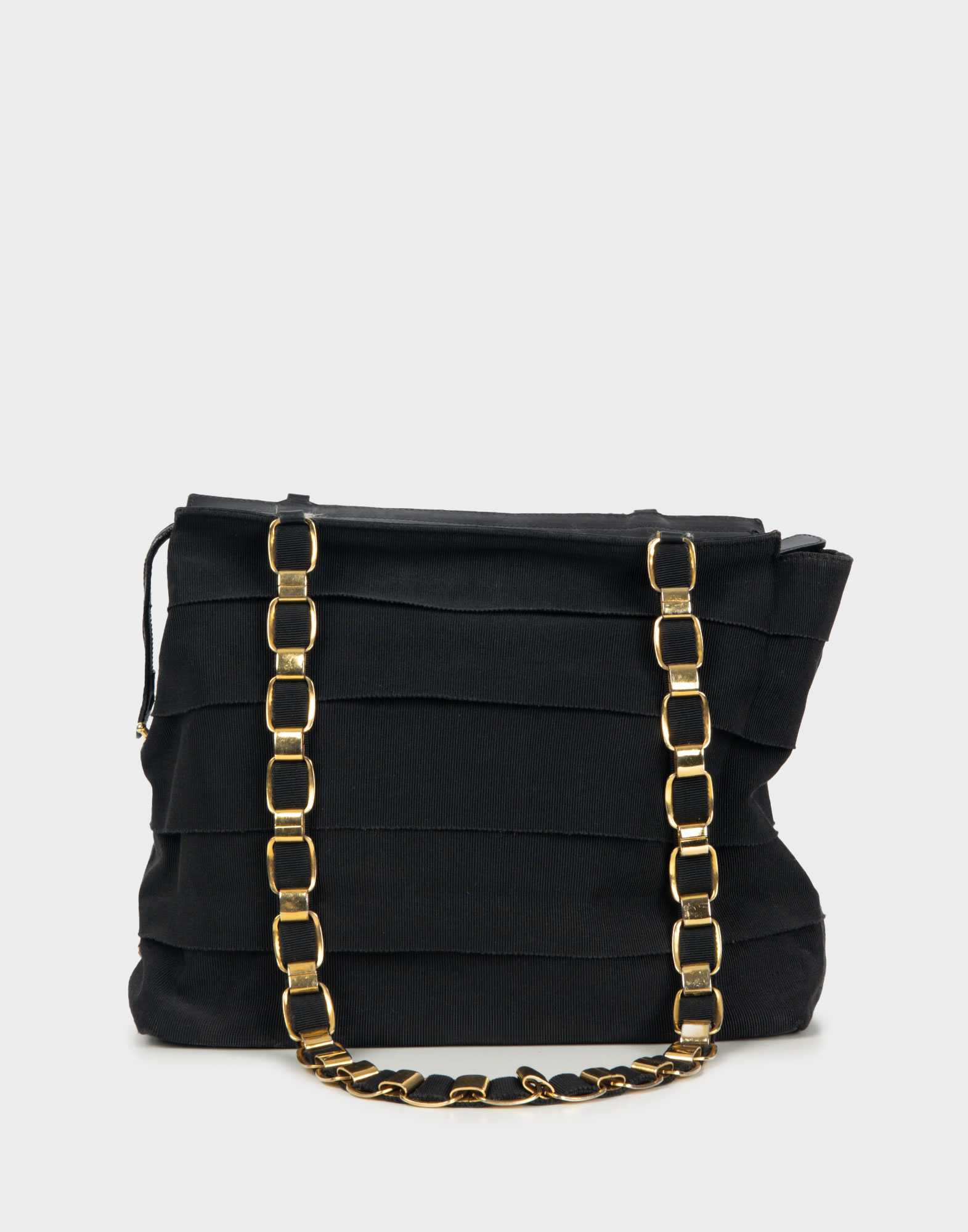 black salvatore ferragamo fabric bag with gold logoed shoulder strap