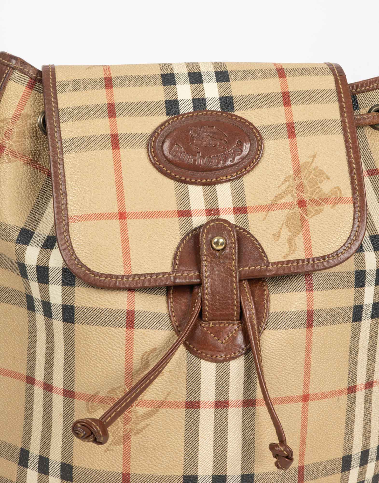 Burberrys - Check Patterned Leather Backpack - Image 5