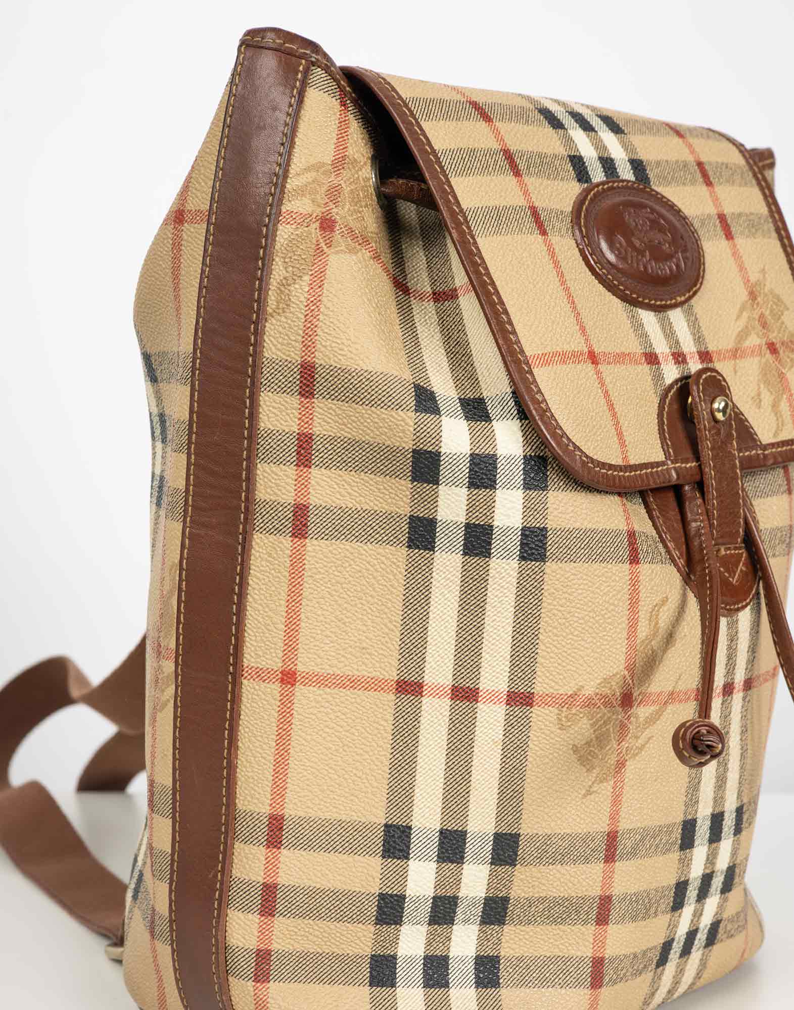 Burberrys - Check Patterned Leather Backpack - Image 6