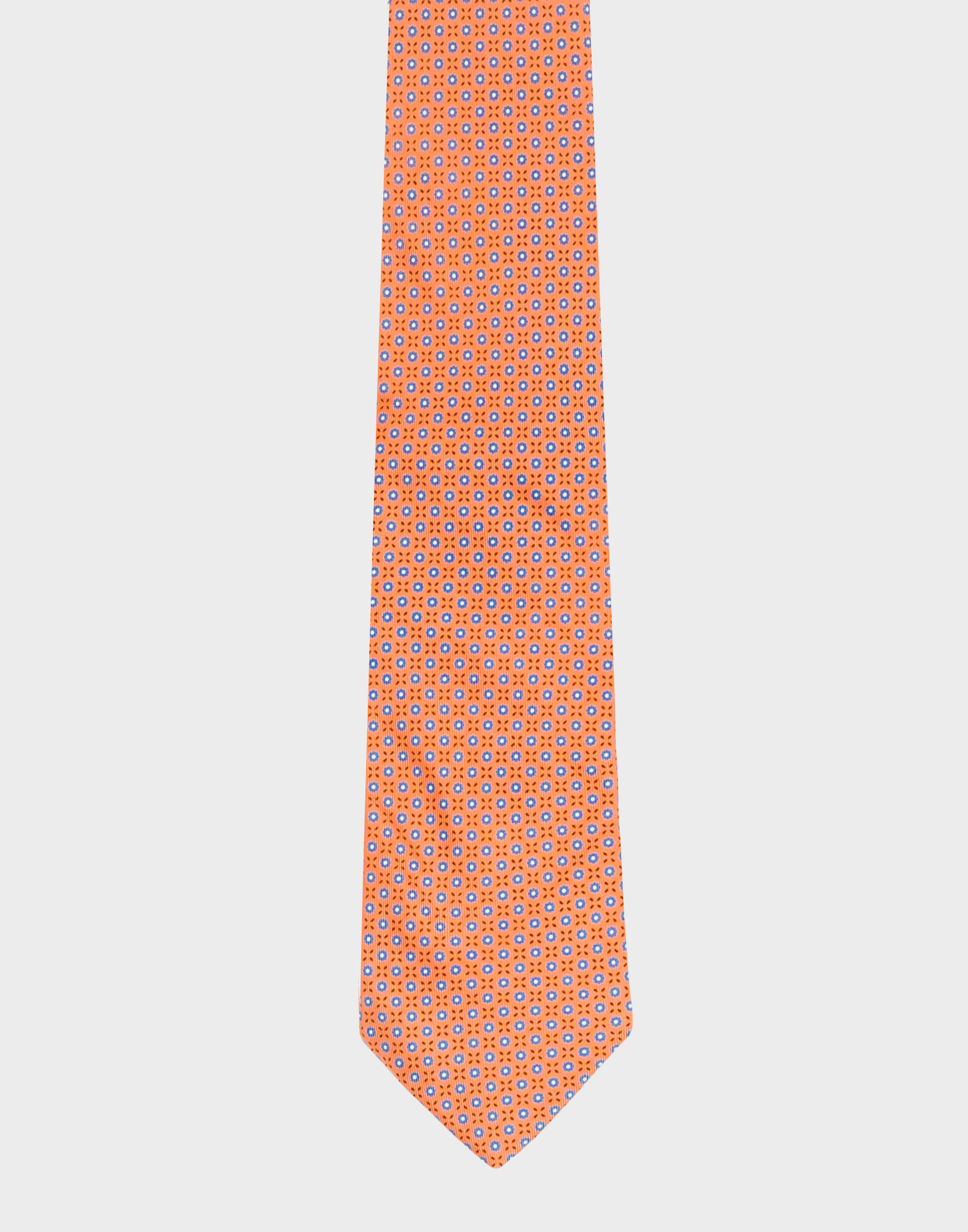 80s coral-colored marinella silk tie with white and blue flowers