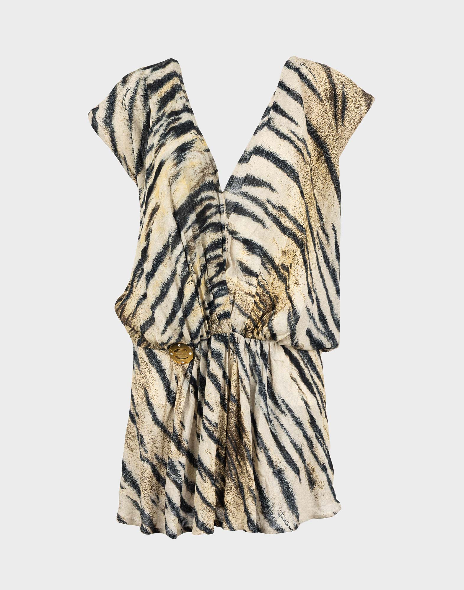 just cavalli beige short dress with animal pattern