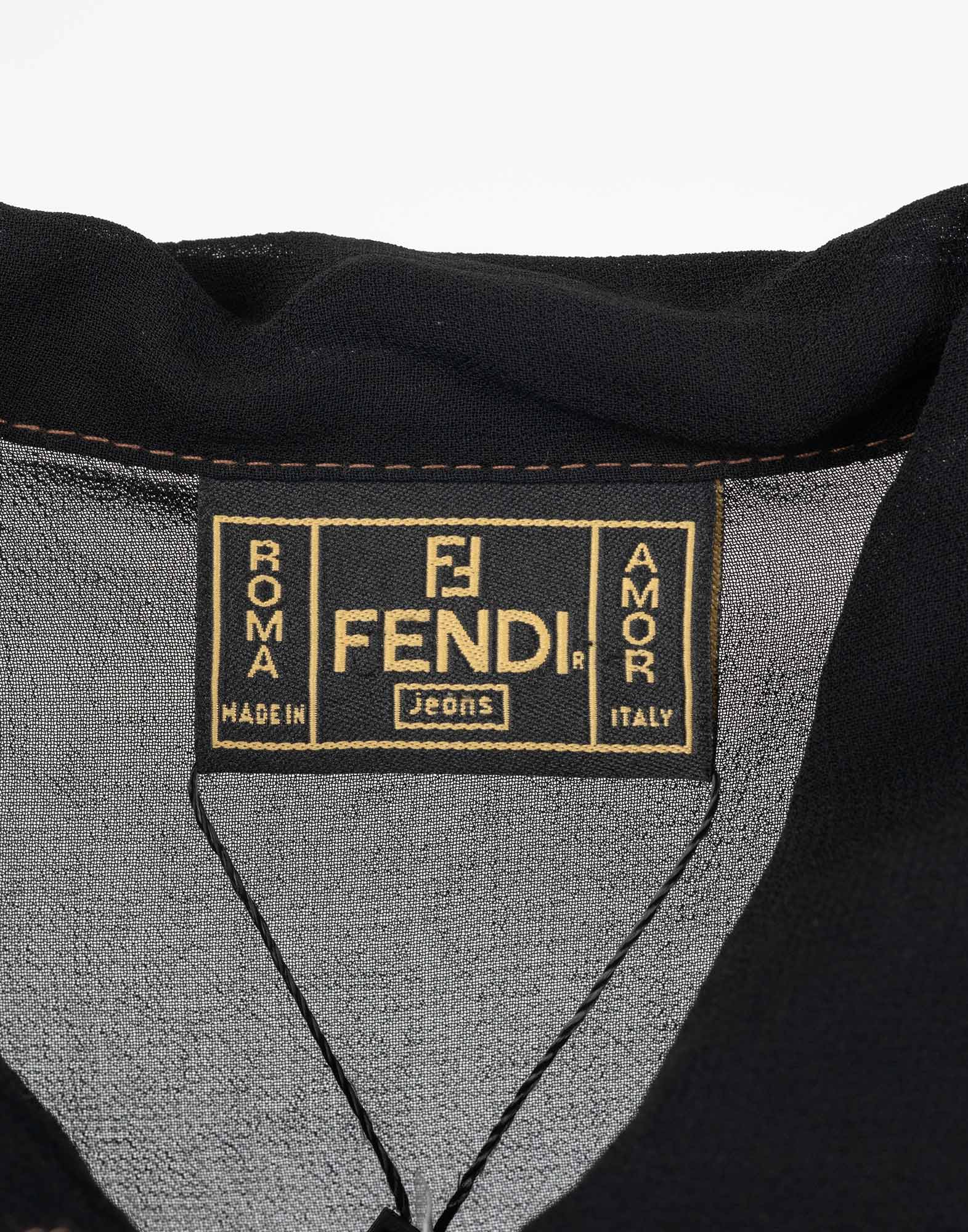 Fendi - 90s black chemise dress - Image 3