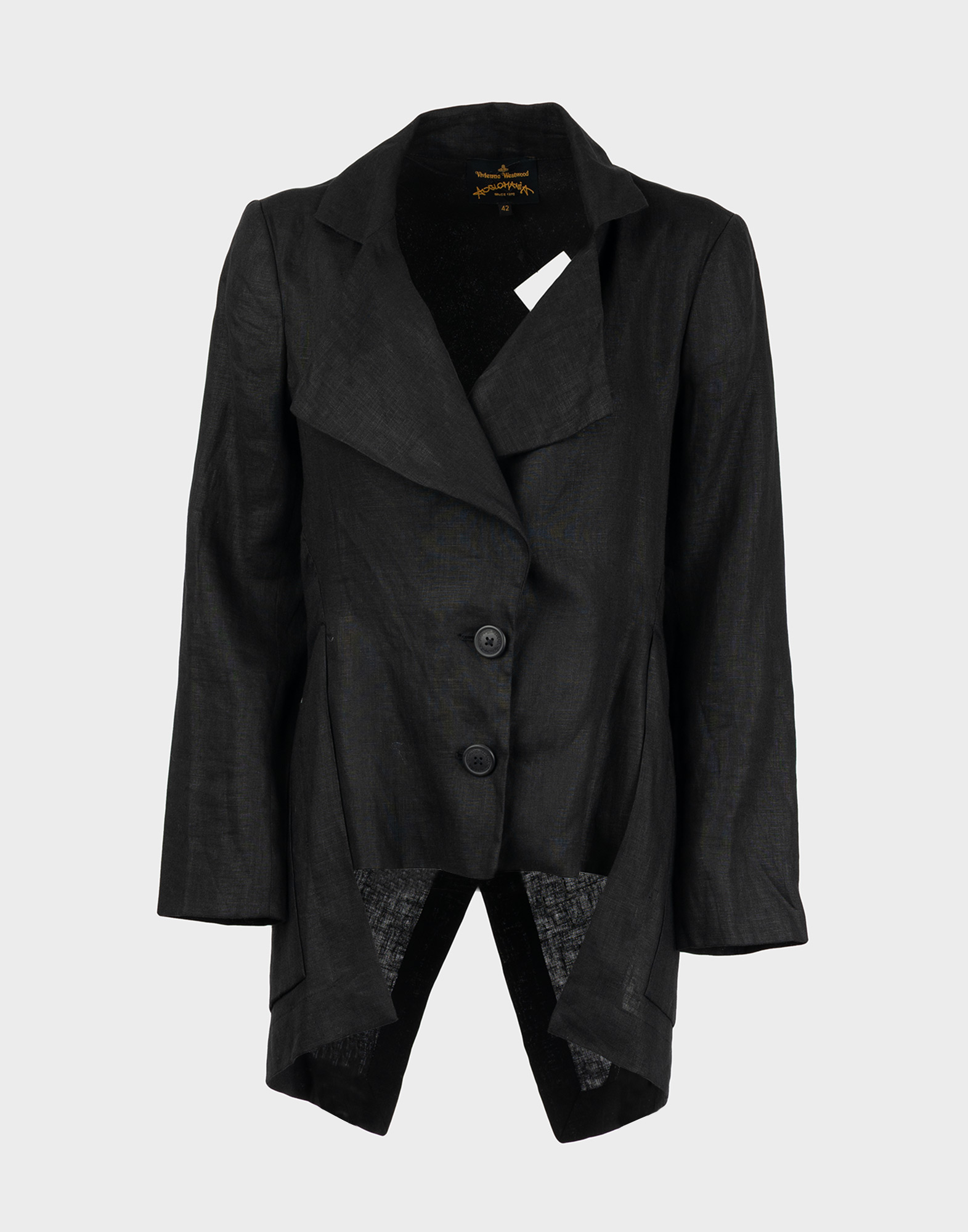 giacca nera vivienne westwood in lana con taglio asimmetrico