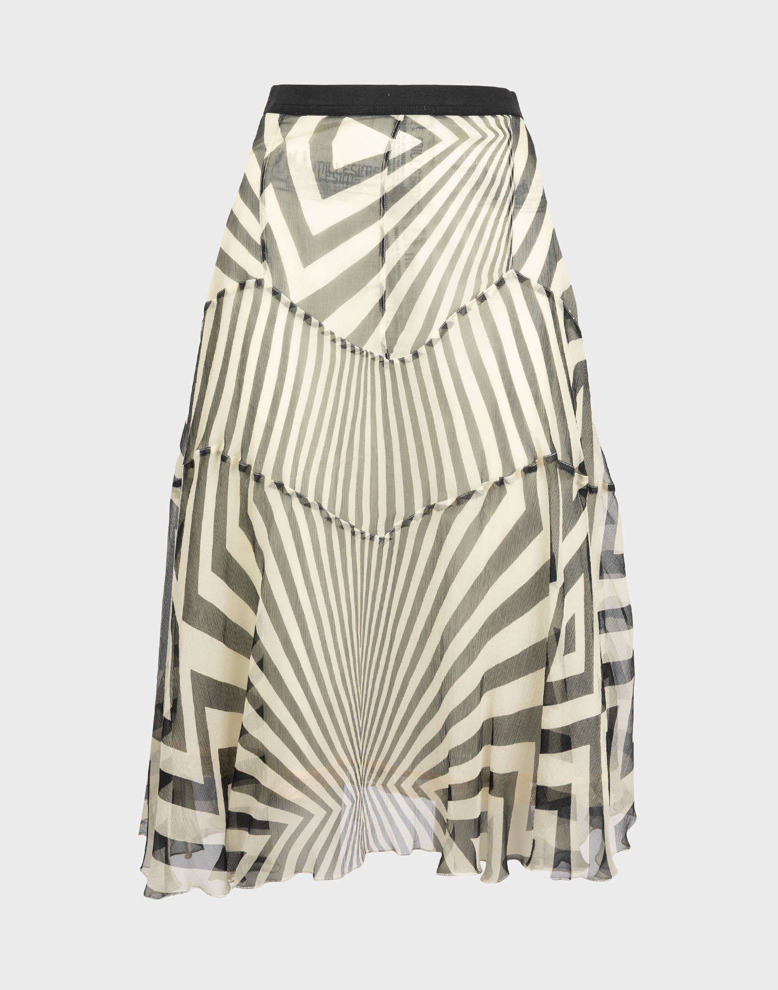 gonna a ruota paul smith in tessuto leggero con fantasia geometrica bianca e nera