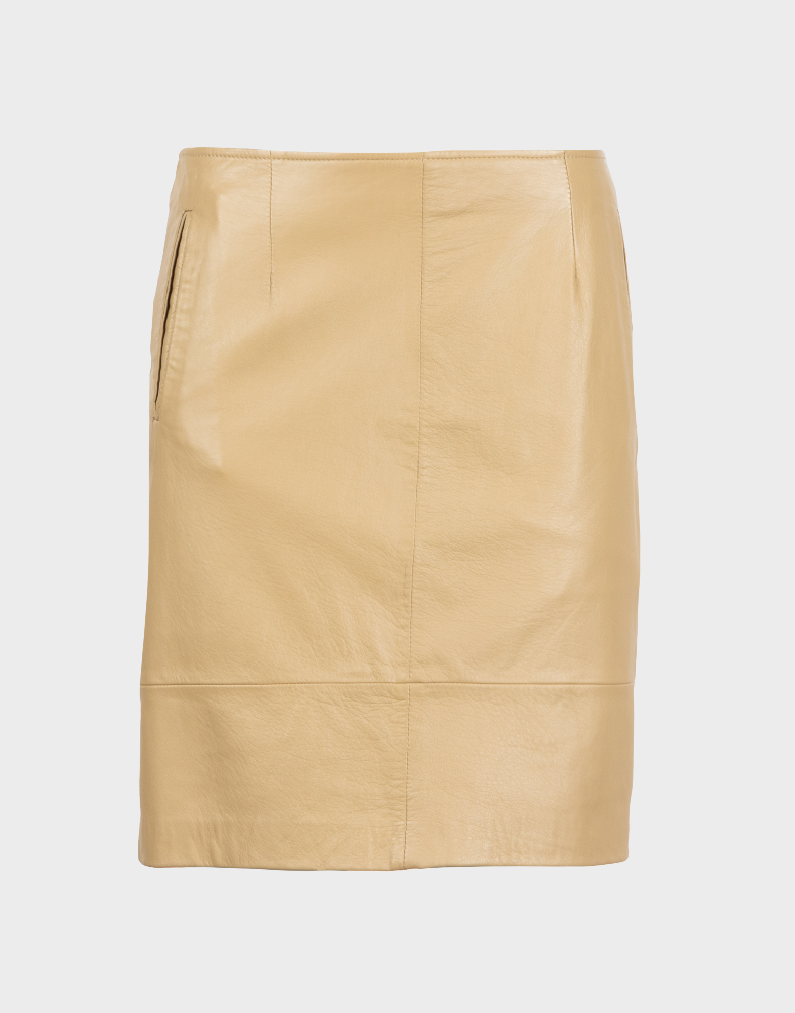 minigonna beige in pelle les copains, chiusura posteriore con cerniera